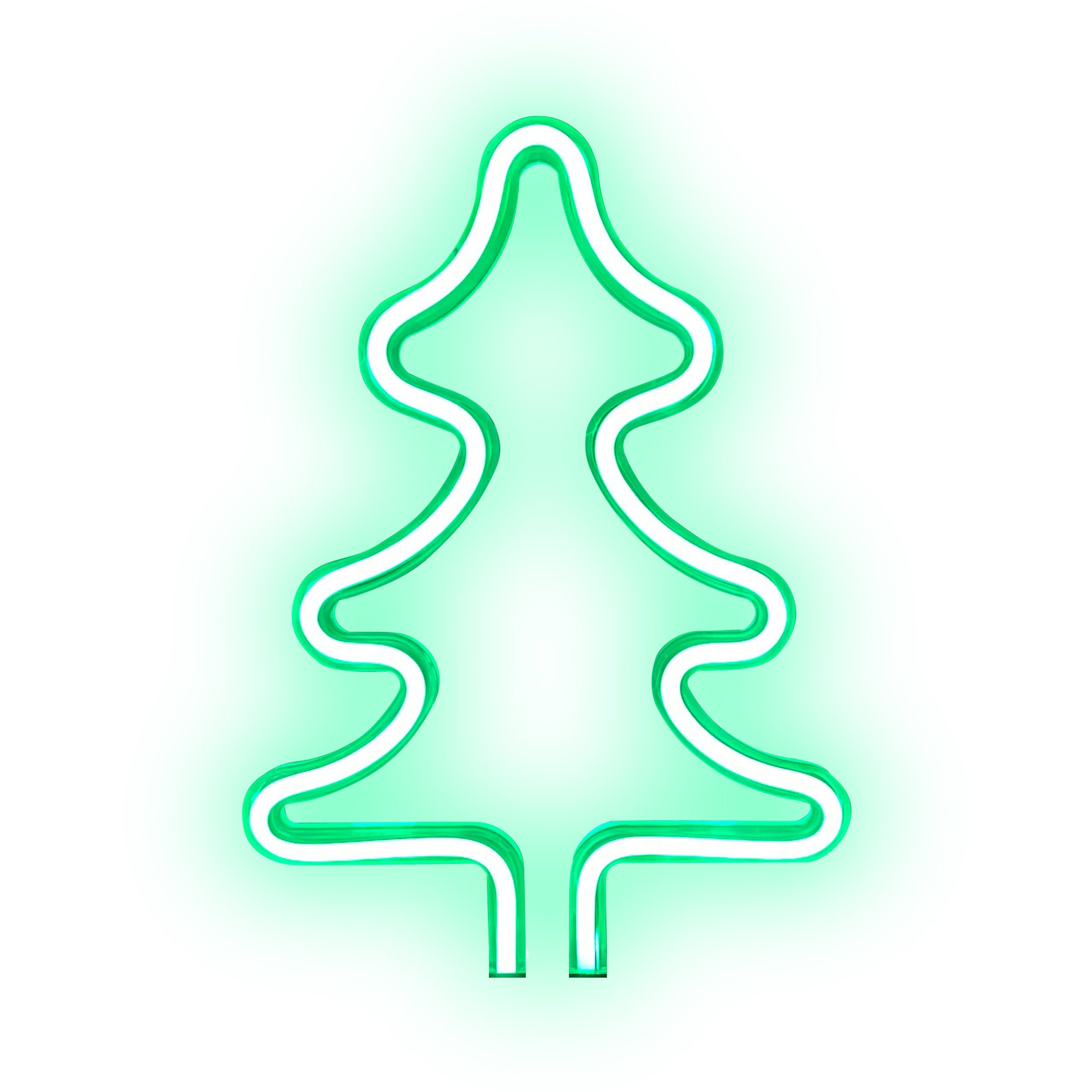 Raburg LED-Dekofigur Weihnachtlicher Gartenstecker, TANNENBAUM in NEON-GRÜN,  ca. 70 cm, batteriebetrieben, 6/18 h-Timer, Outdoor-Weihnachtsdeko