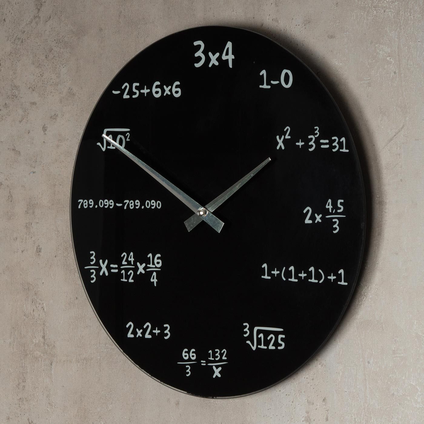 Levandeo® Dekoobjekt, Wanduhr Glas 35cm rund Mathe Mathematik schwarz Desig günstig online kaufen