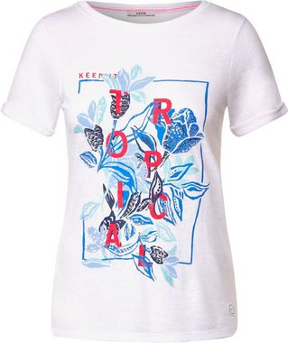 Cecil T-Shirt LINENLOOK_Shape print mit klassischem Rundhalsausschnitt