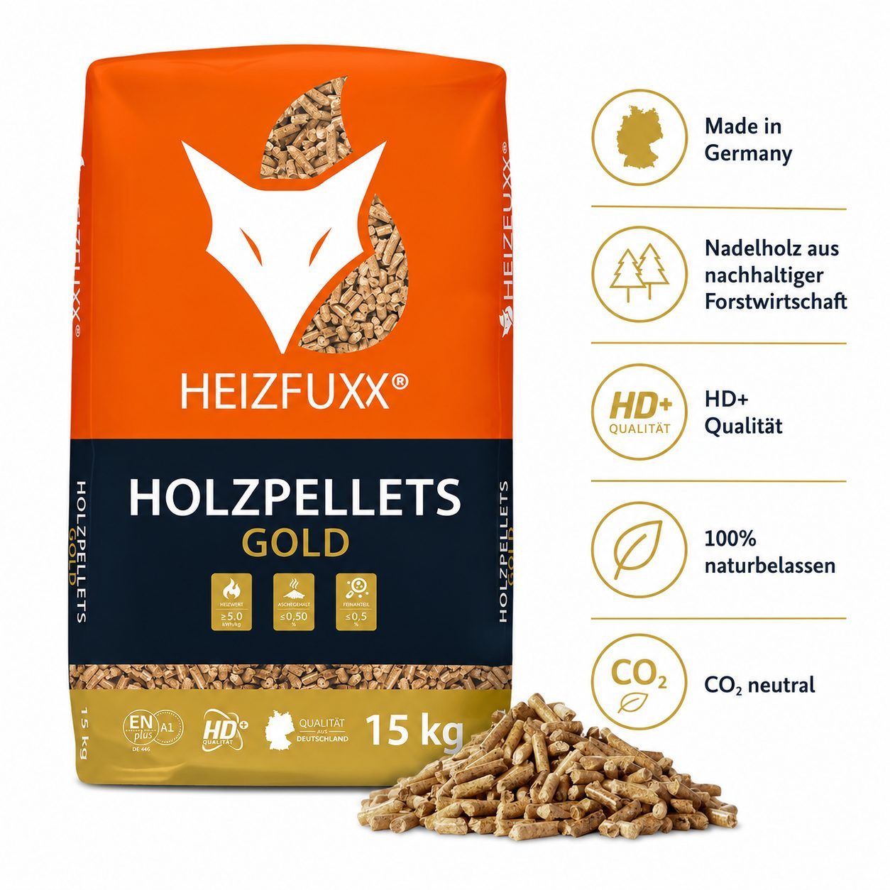 HEIZFUXX Holzpellets, 300 kg, (Palette, 20-St)