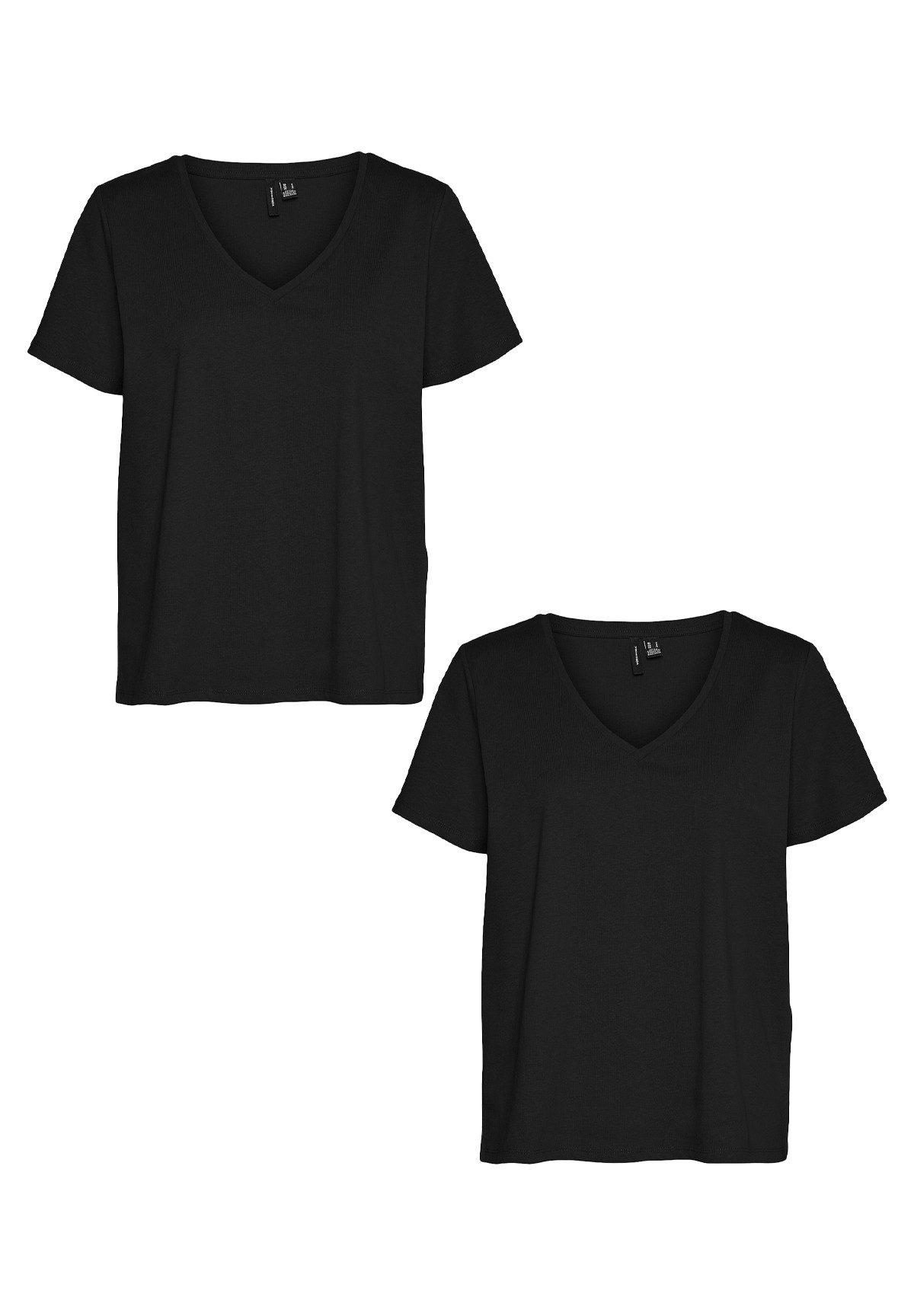Vero Moda T-Shirt T-Shirt 2er-Set Basic V-Ausschnitt Top (2-tlg) 7495 in Schwarz-2
