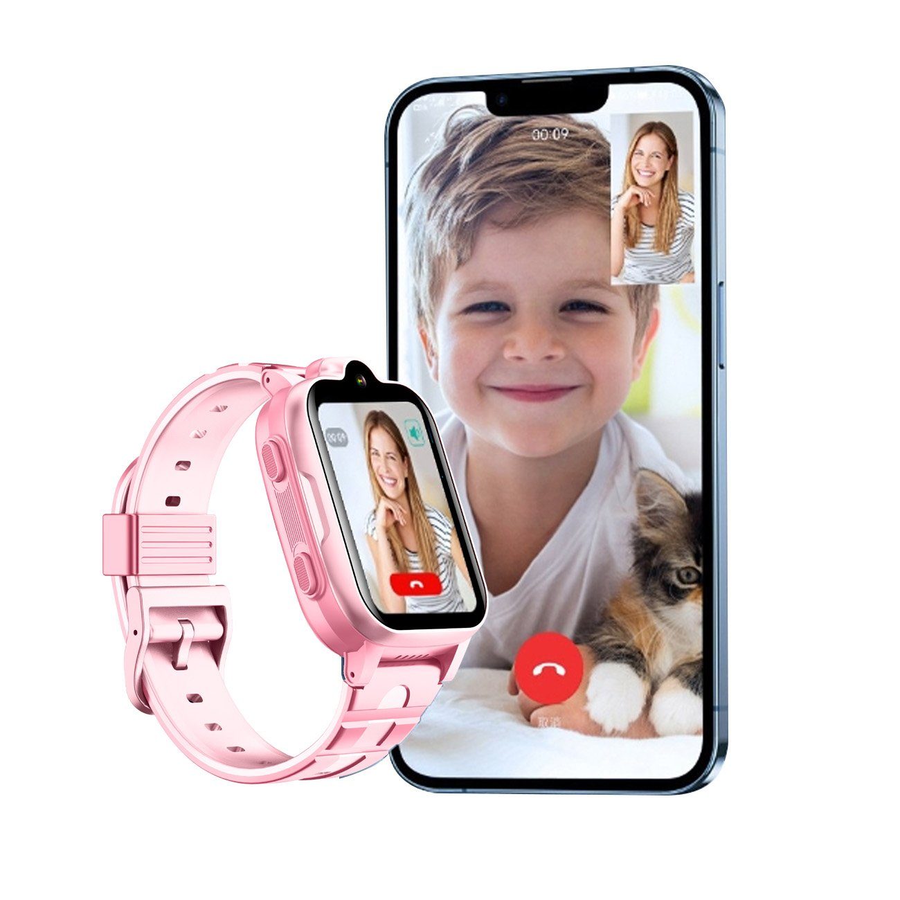 Powerwill Kinder Smartwatch, mit GPS und Telefonfunktionen 4G Smartwatch Smartwatch, Kinderuhr mit Videoanruffunktion Wasserdicht, Geeignet für Jungen und Mädchen, Schüler 4G-Netzwerk