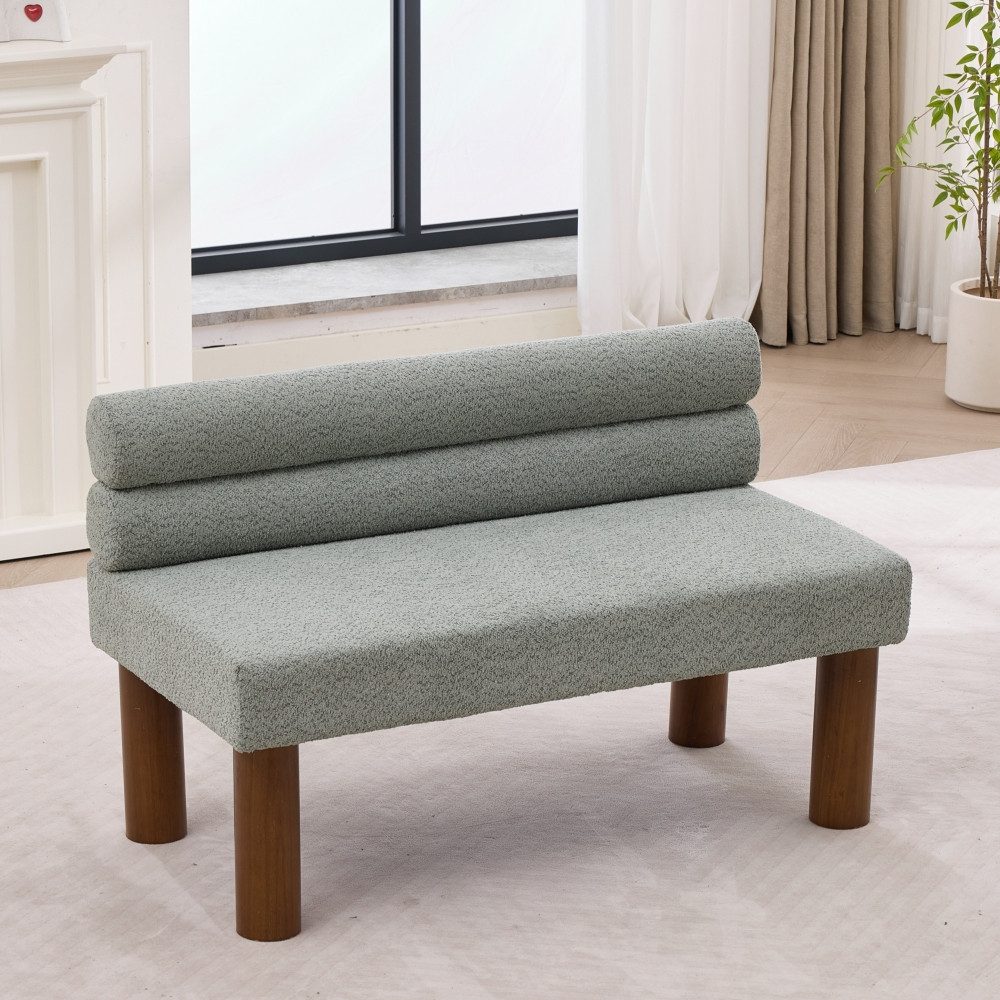 BBWL Polsterbank Minimalistische Sitzbank Bouclé 116cm armlehnlos Design Holzrahmen, modern für Esszimmer Schlafzimmer Flur Beige stabil langlebig