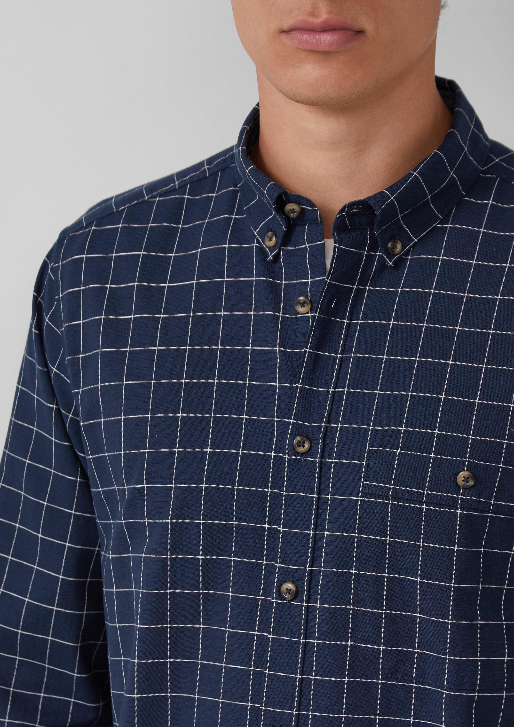 s.Oliver Langarmhemd Hemd Regular Fit: Karo-Hemd aus Baumwolle mit Button-Down-Kragen