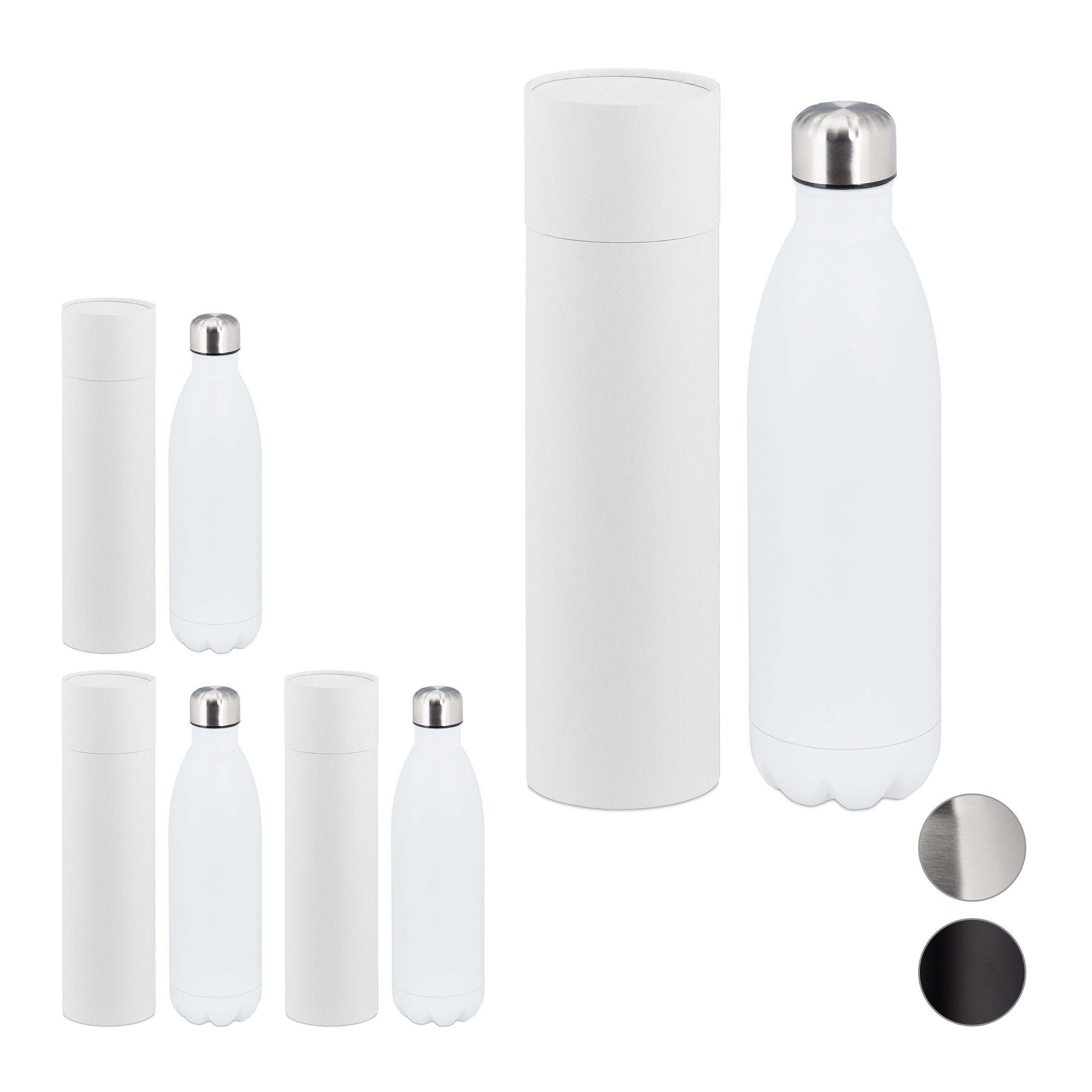 Thermoflasche 4x Thermo Trinkflasche 1 Liter weiß
