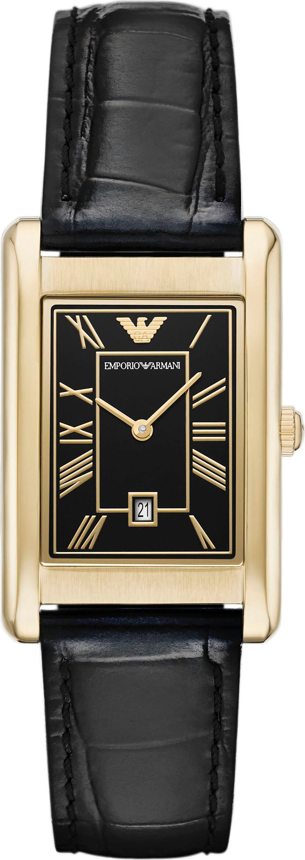 Emporio Armani Quarzuhr AR11666, Armbanduhr, Damenuhr, Herrenuhr, Lederarmband, analog, Tag