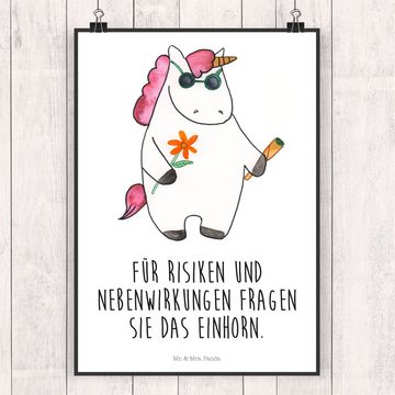 Mr. & Mrs. Panda Poster DIN A4 Einhorn Woodstock - Weiß - Geschenk, Pegasus, Unicorn, Zigaret, Einhorn Woodstock (1 St)