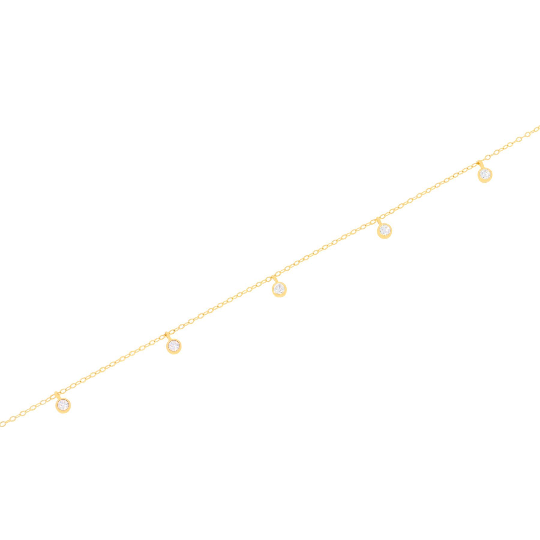Stella-Jewellery Collier 585er Gold Halskette mit 5 Zirkonia Steine 45 cm, günstig online kaufen