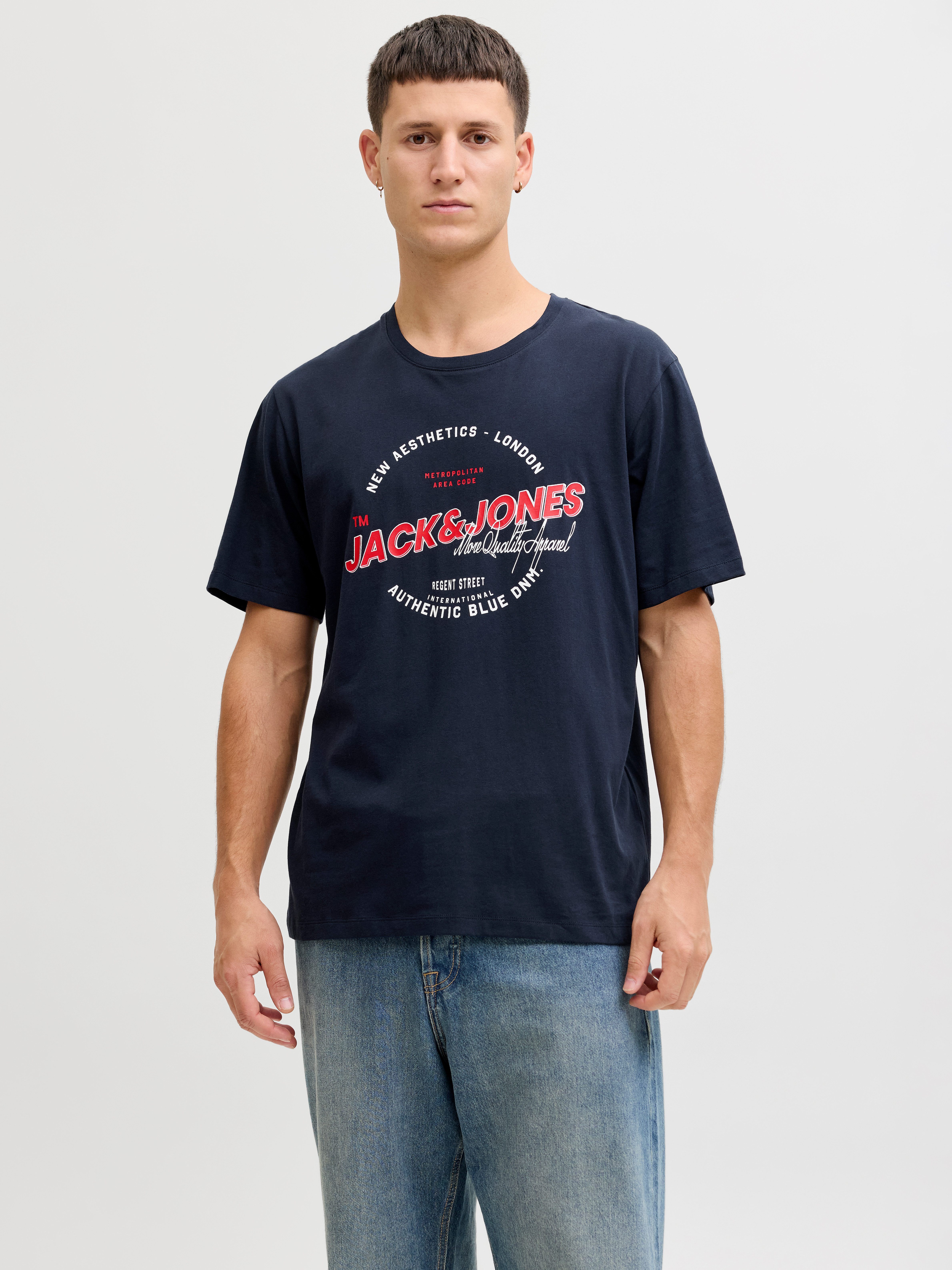 Jack & Jones Rundhalsshirt JJELOGO TEE SS O-NECK 2 COL SS26 SN mit Grafikpr günstig online kaufen