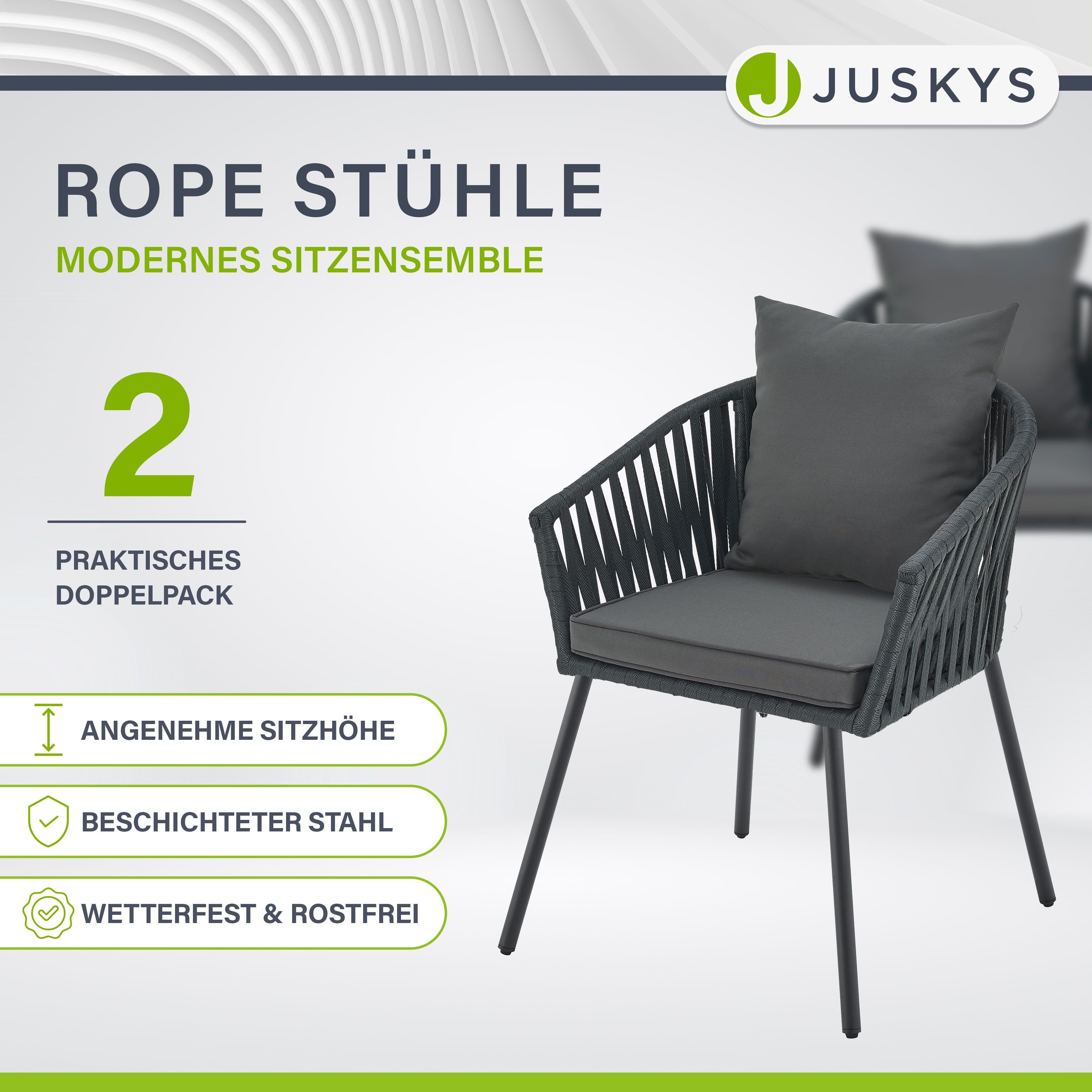 Juskys Gartenstuhl, wetterfest, bis zu 160 günstig online kaufen