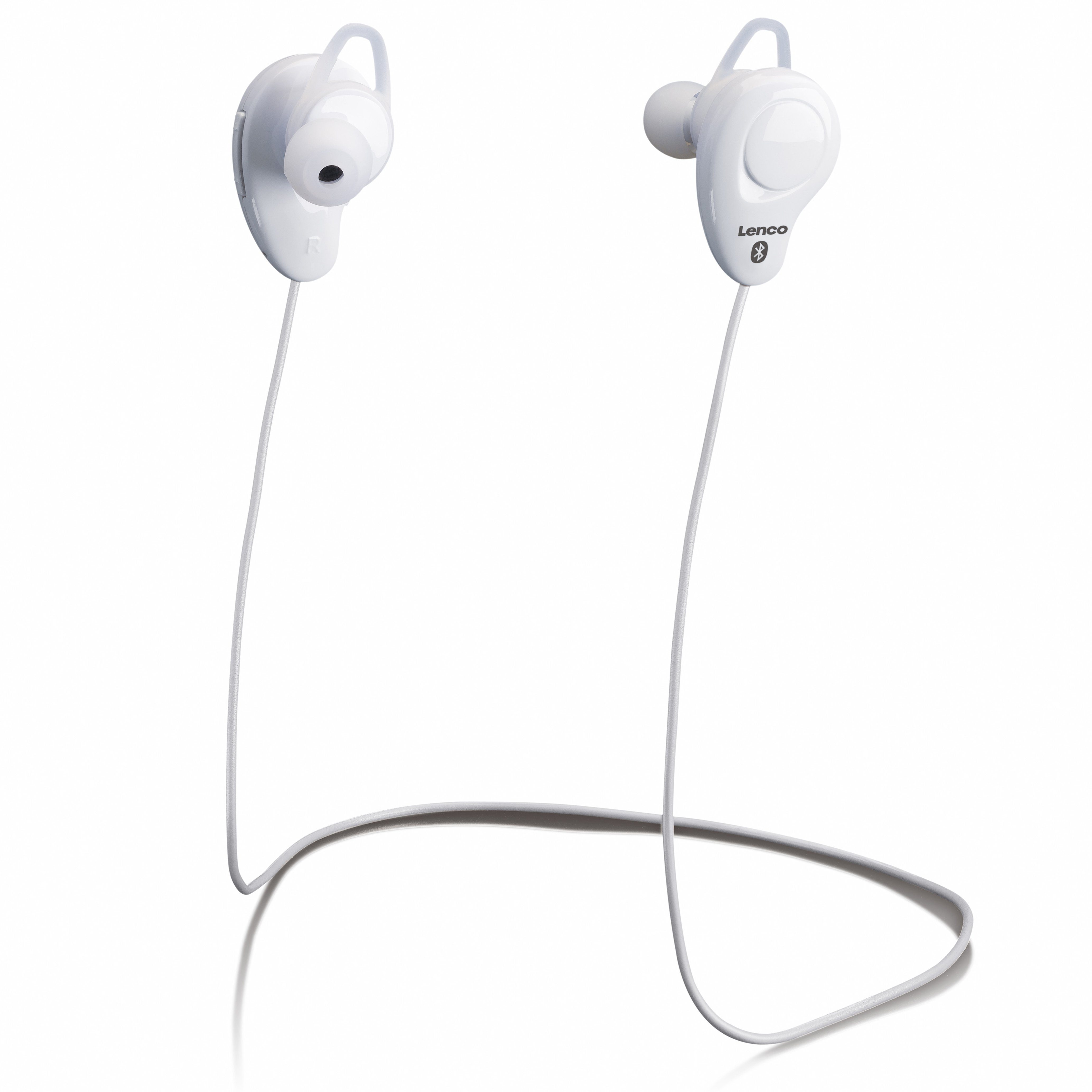 Lenco EPB-015WH In-Ear-Kopfhörer (Bluetooth, 10m Empfang, 4h. Akku - 180h. Standby & integriertes Mikrofon, Weiß)