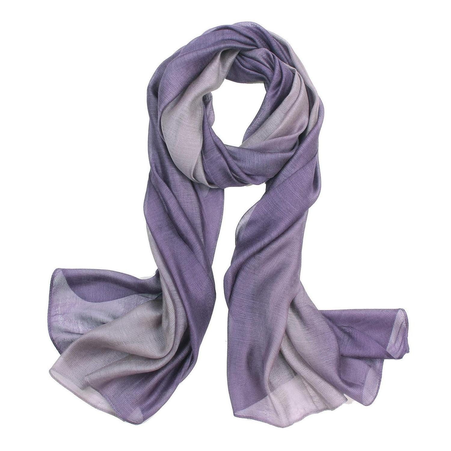 LuxusKollektion Seidenschal Damen Schal Stola Farbverlauf Lila-grau, (1-St)