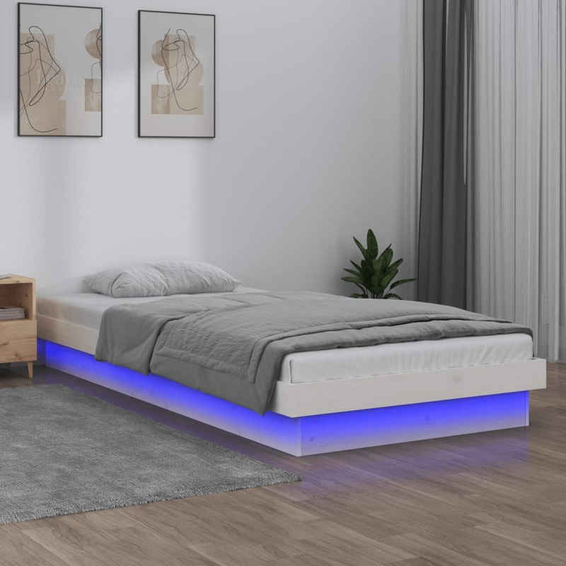 vidaXL Bett Massivholzbett mit LED Weiß 90x200 cm