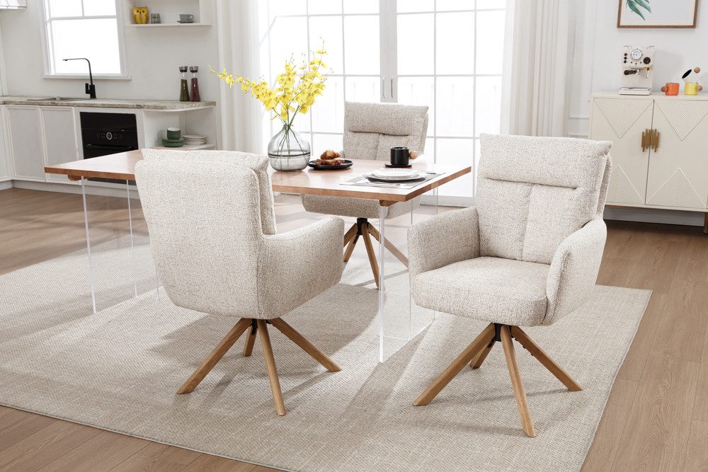 riess-ambiente Polsterstuhl BIG GEORGE champagner greige / natur - Struktur günstig online kaufen