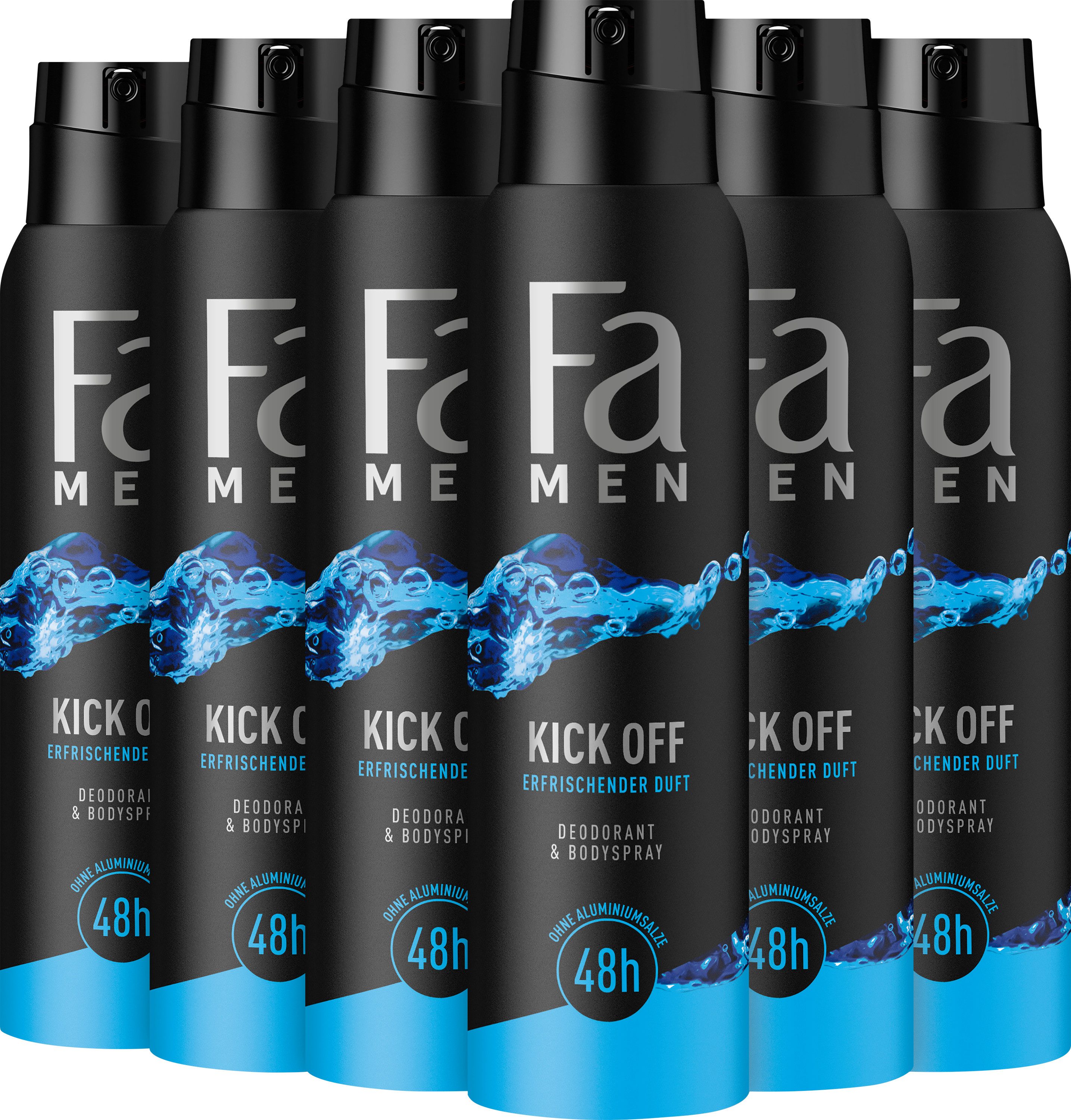 FA Deo-Spray Men Kick Off, 6x 150 ml, Vorratspack, 6-tlg.