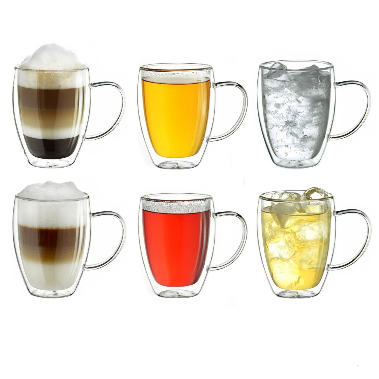Creano Teeglas Thermoglas “hoch” mit Henkel 400ml 6er-Set, 6-tlg., Borosilikatglas, 6 Gläser