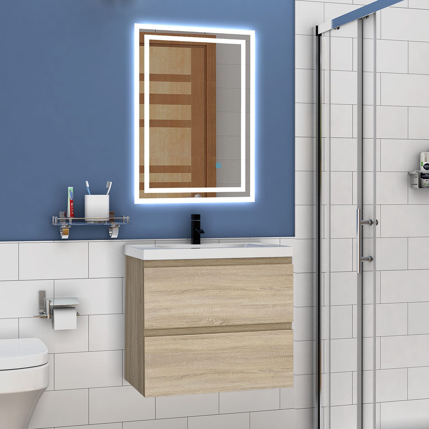 duschspa Waschtisch Badmöbel Set Waschbecken mit Unterschrank MDF, Beite 50 günstig online kaufen