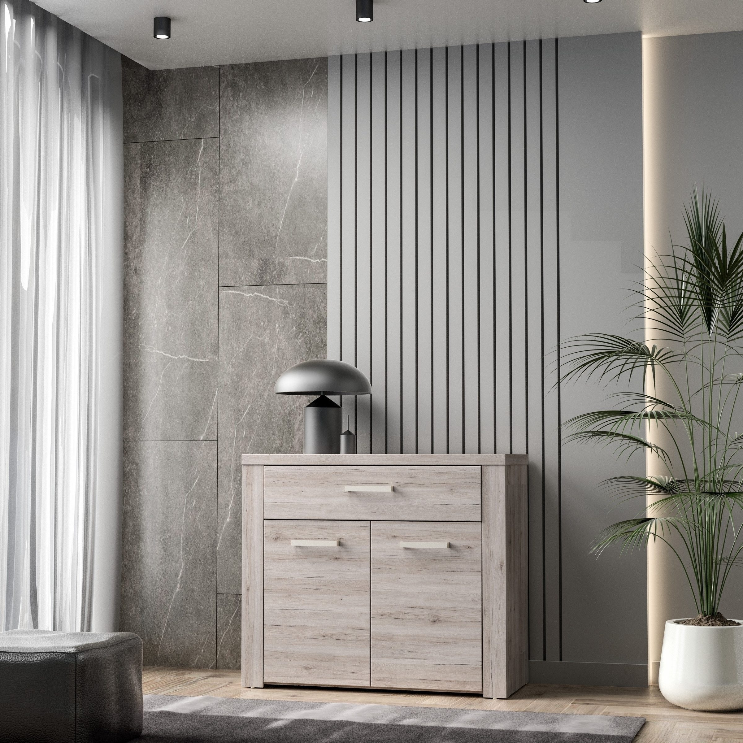 FORTE Kommode in beige,braun - 96,3x83,1x41,3cm (BxHxT)