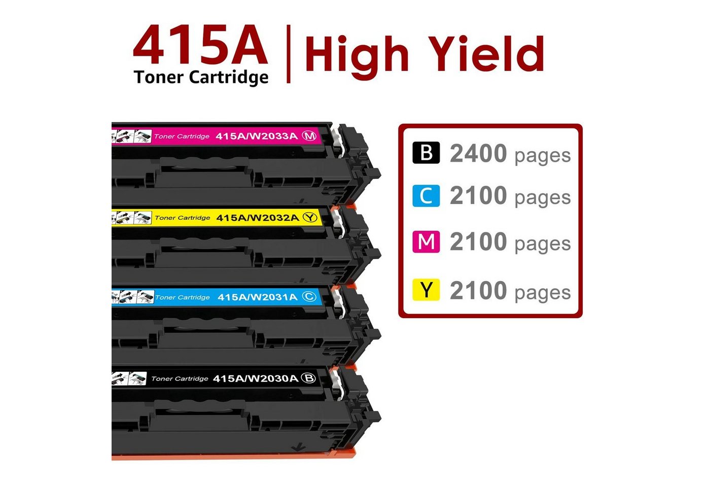 Thumbnail - Toner Kingdom Tonerkartusche Kompatibel für HP 415A 415X MultipackNo Chip, (ca.2400/Schwarz, ca.2100/Farbe M454dw M479FD...