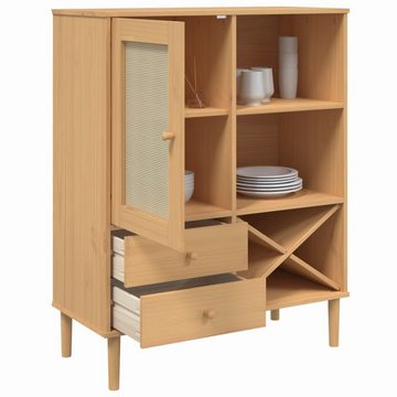 vidaXL Sideboard Highboard SENJA Rattan-Optik Braun 90x40x112 cm Kiefernholz (1 St)