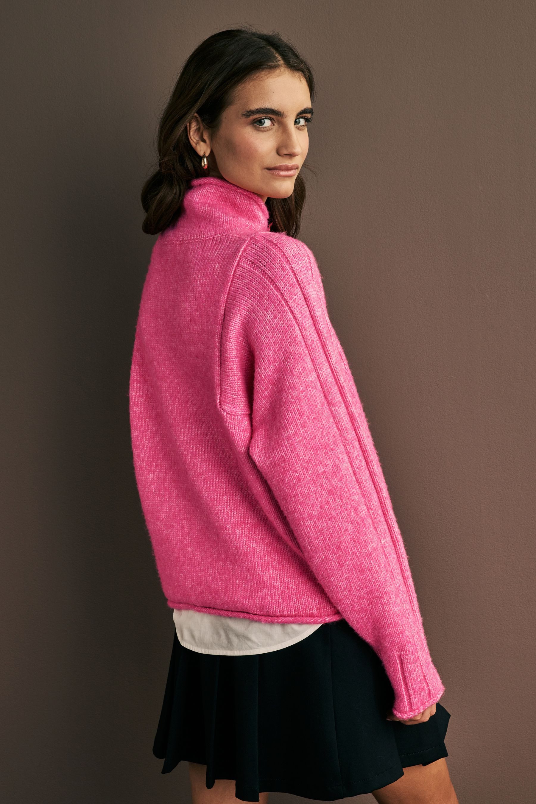 Next Strickpullover Strickpullover mit Hemdeinsatz und Rollsaum (1-tlg) günstig online kaufen