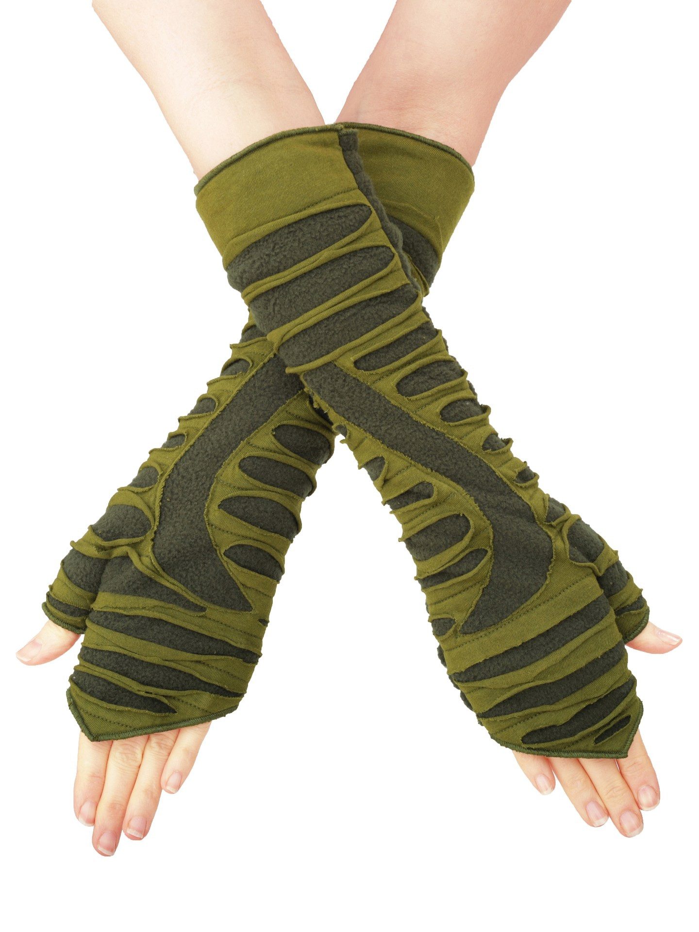 PUREWONDER Armstulpen Handstulpen für warme Gelenke, Pulswärmer hw23 Grün (1 Paar) mit Daumenloch