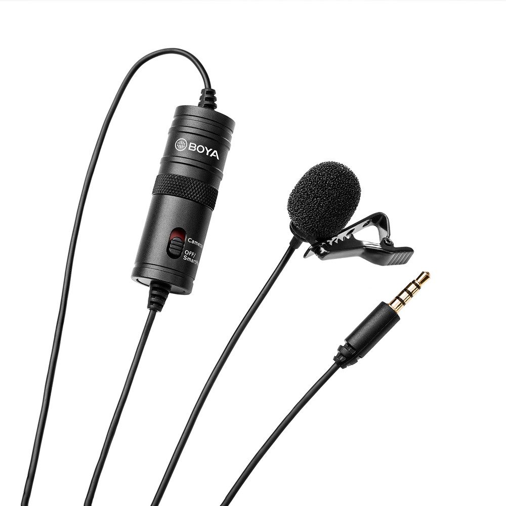 BOYA Mikrofon Interviewmikrofon Ansteckmikrofon (Spar-Set, 1-tlg), Rundum-Mikrofon, 6 m Kabel, Kamera-/Smartphone-Modus