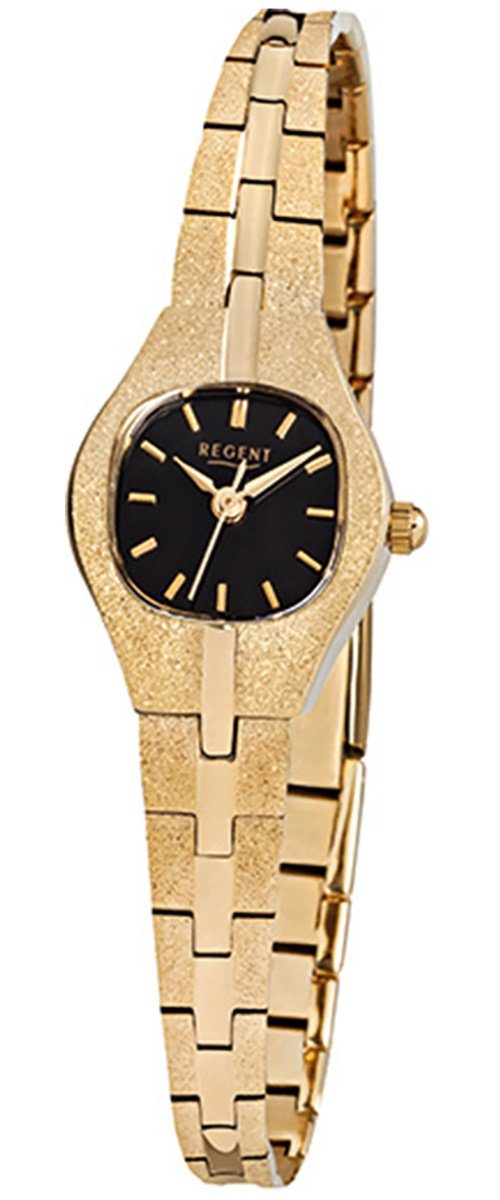 eckig, Damen ionenplattiert 18x23mm), Damen-Armbanduhr Armbanduhr Regent gold (ca. Analog Edelstahl, klein Regent F-378, Quarzuhr