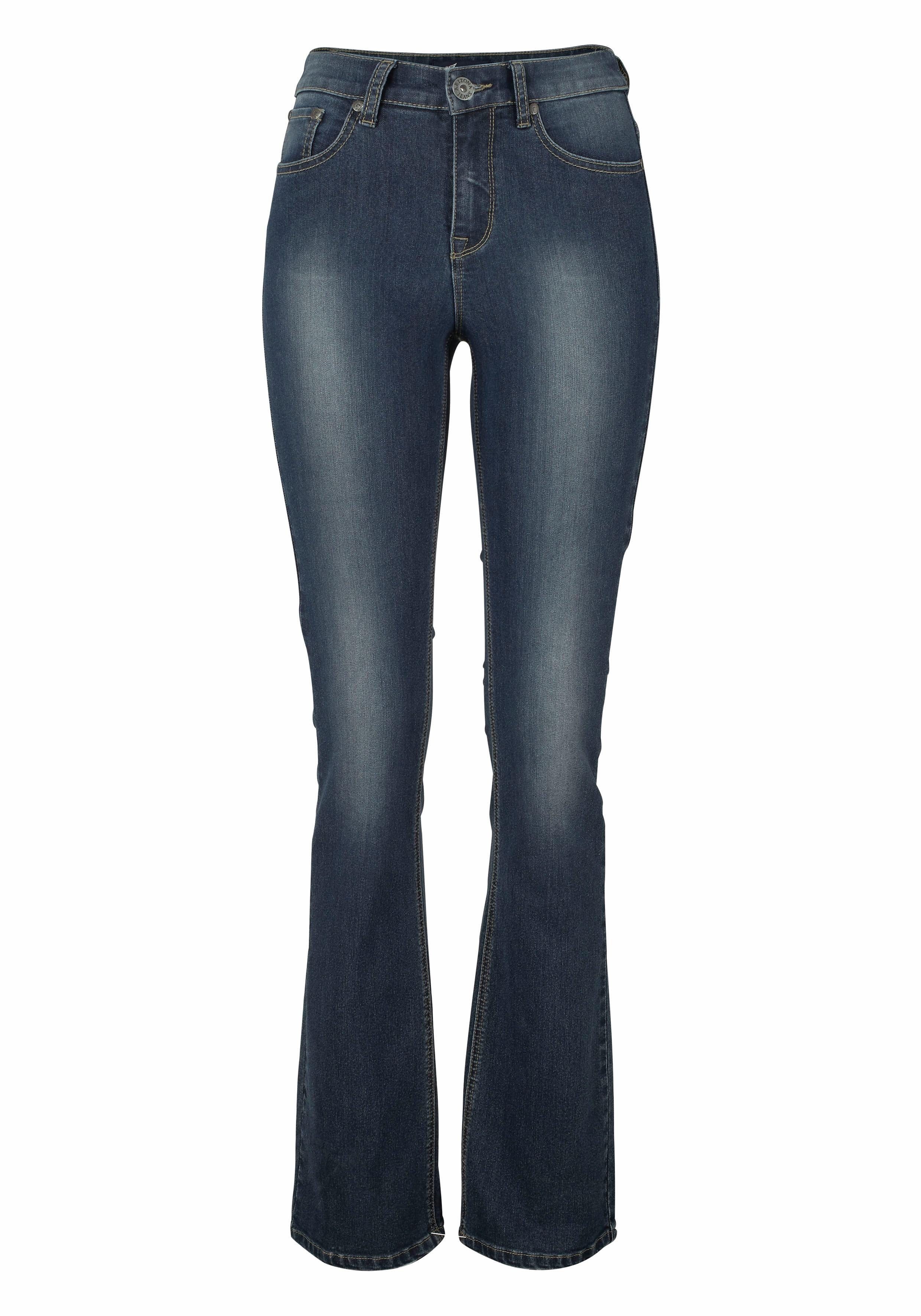 Arizona Bootcut-Jeans Shaping High darkblue-used Waist