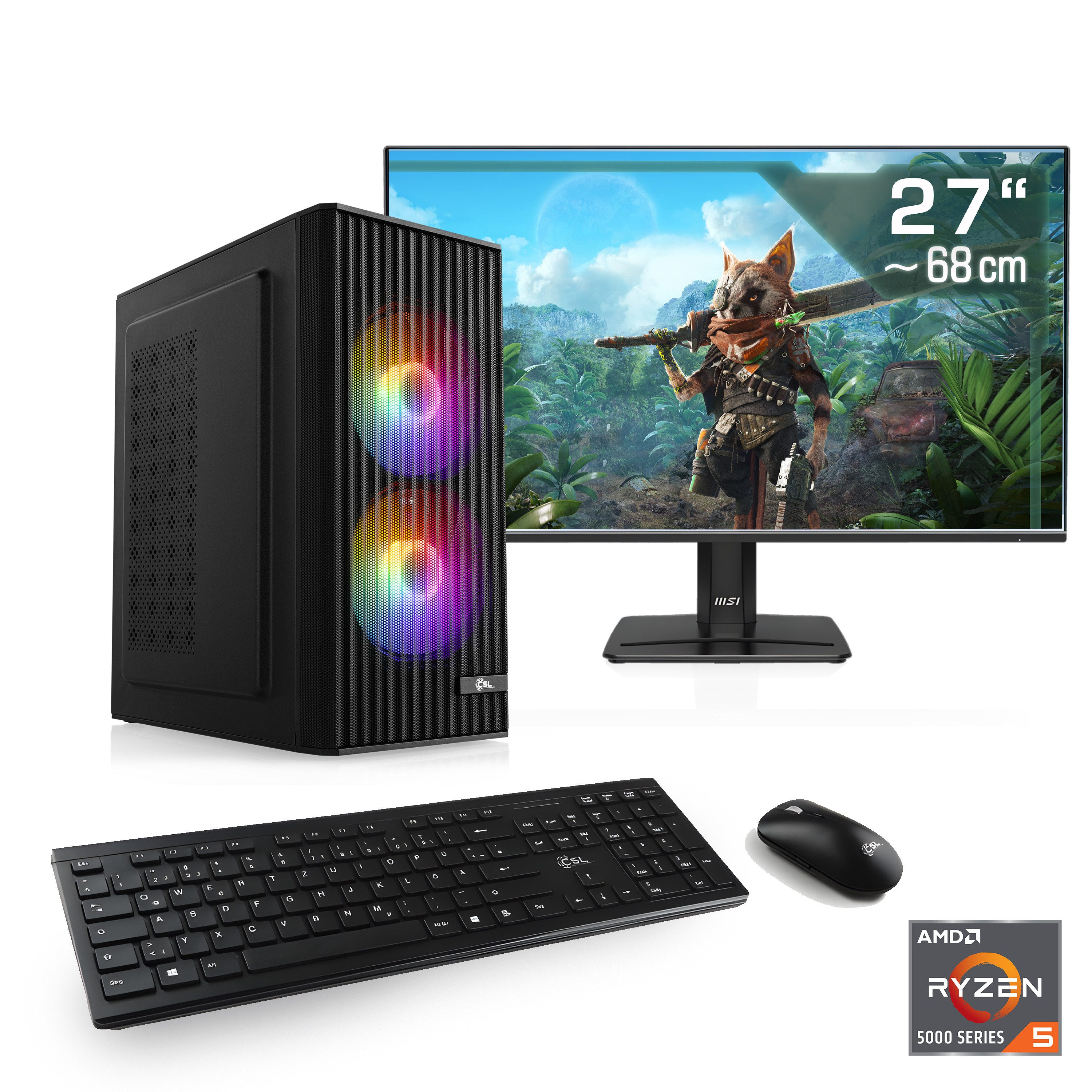 CSL Spectrum V25263 PC-Komplettsystem (27", AMD Ryzen 5 5600, GeForce RTX 3050, 16 GB RAM, 1000 GB SSD)
