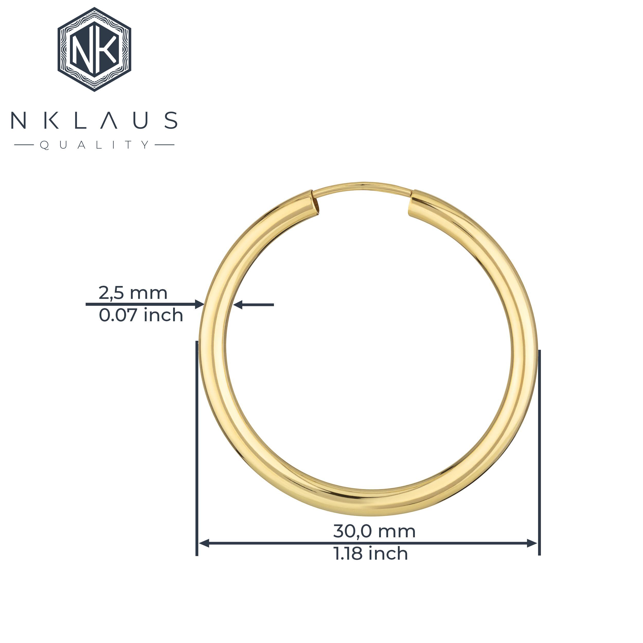 NKlaus Single-Creole Einzel 750 Gelbgold Creole Ohrring Ohrschmuck 2,5m