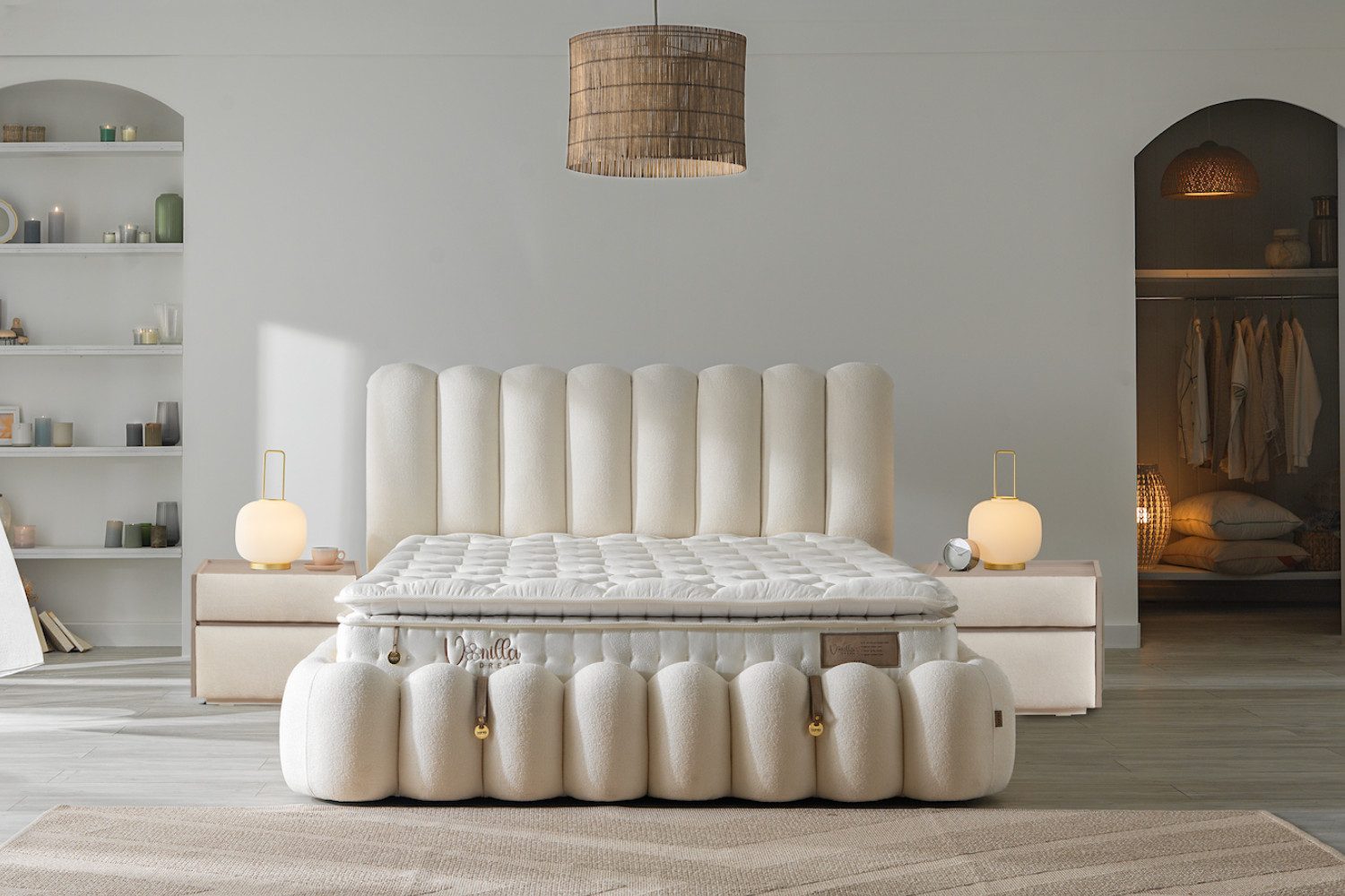BAMBI YATAK Boxspringbett mit Matratze & Stauraum, Bambi Vanilla, Bett mit Bettkasten, H3 Mittel (180x200 cm, 1 x H3 Mittelfest Matratze, 2 x Bettkasten, 1 x Bettkopfteil), Taschenfederkern, Matratzenhöhe: 34 cm