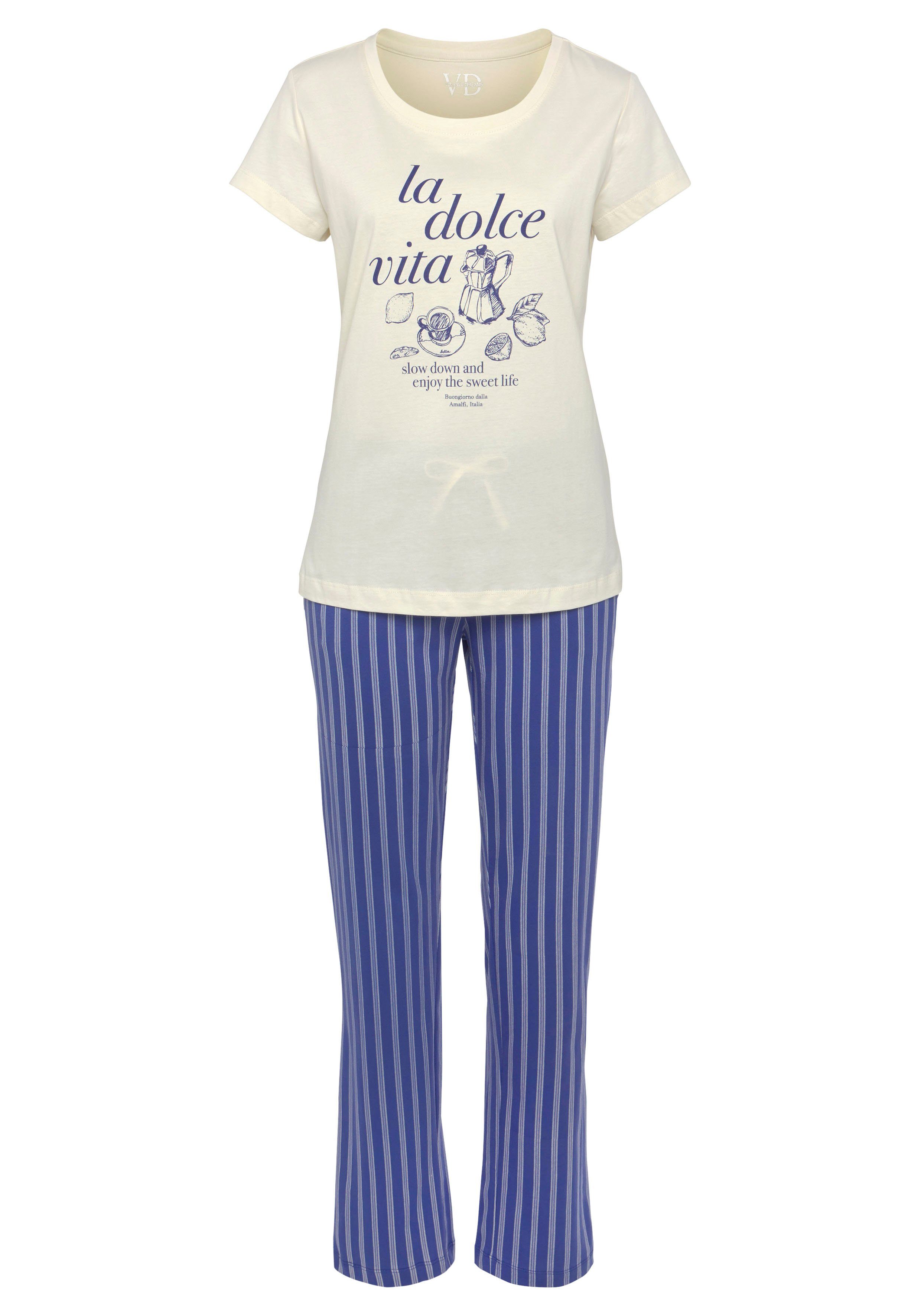 Vivance Dreams Pyjama, (2 tlg.), mit zartem Streifenmuster günstig online kaufen