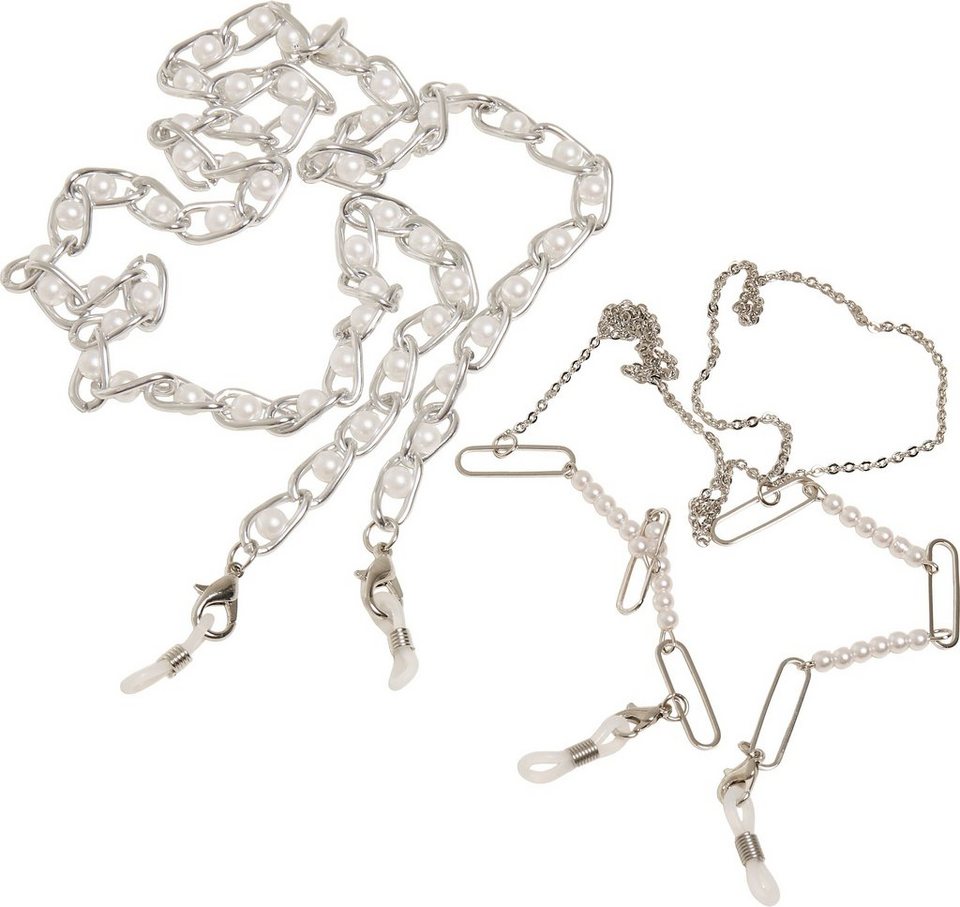 URBAN CLASSICS Schmuckset Accessoires Multifunctional Chain With Pearls 2- Pack (1-tlg), Qualitativ hohe Verarbeitung