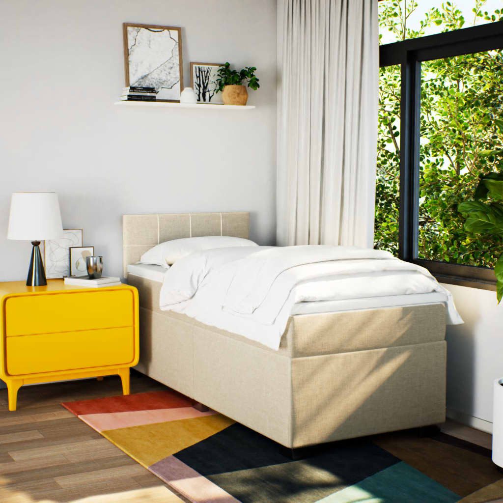 vidaXL Bett Boxspringbett mit Matratze Creme günstig online kaufen