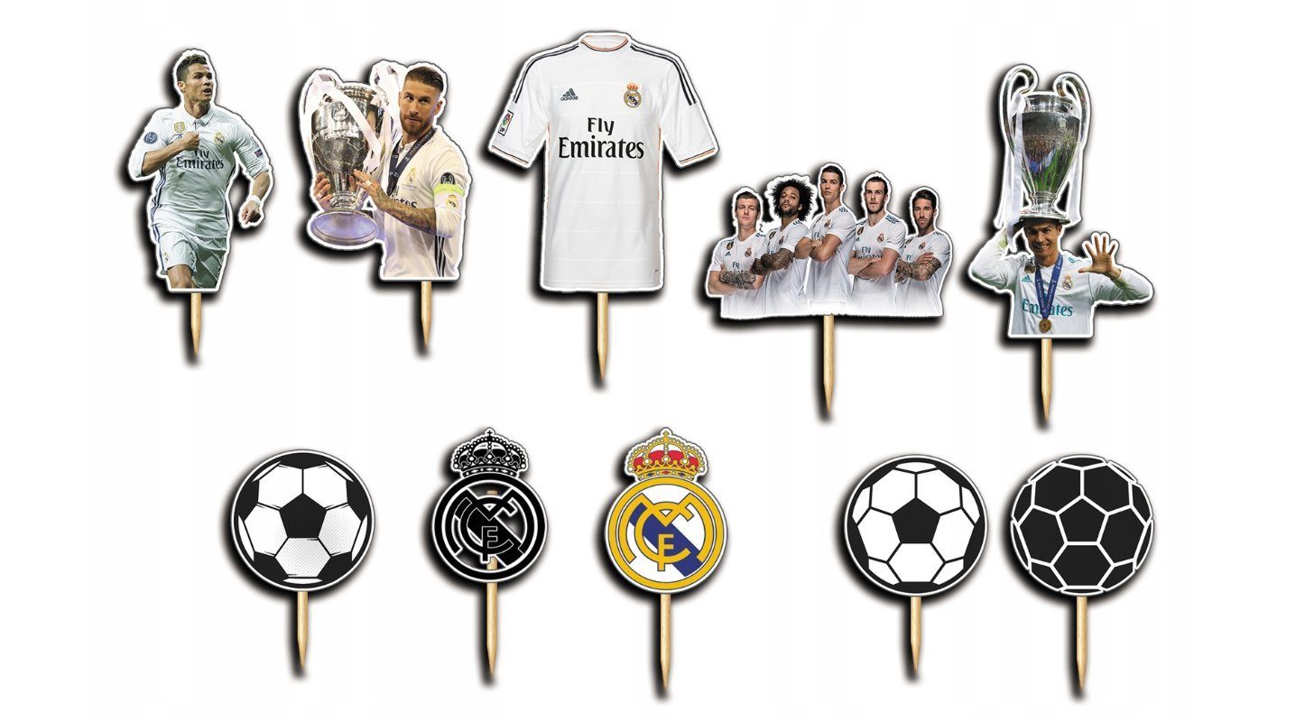 Tortenstecker REAL MADRID Topper Set 10 Stk Geburstag Torten Deko Kuchen Junge