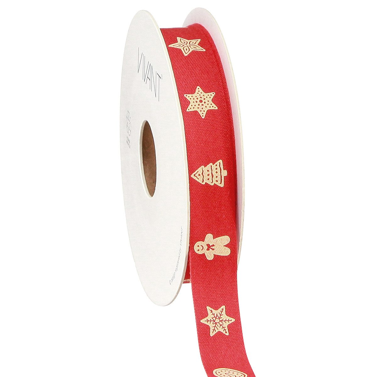 Dekoband Weihnachtsband Rot Creme 15mm 15m Deko Geschenkband festlich