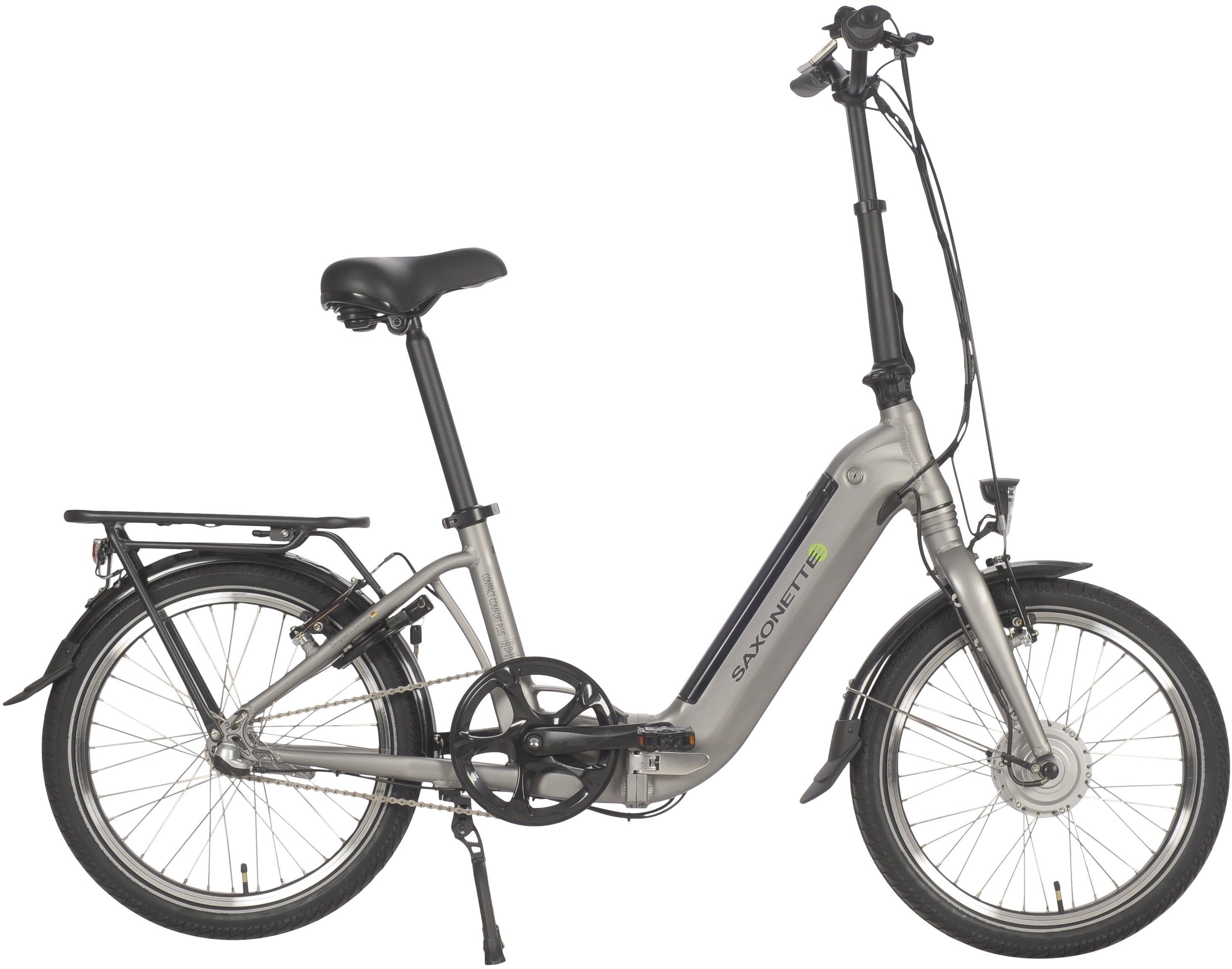 Luxusgüter SAXONETTE E-Bike Compact Comfort Plus, 360 Akku-Ladegerät) Akku, Nabenschaltung, Gang, (mit Frontmotor, Wh 3