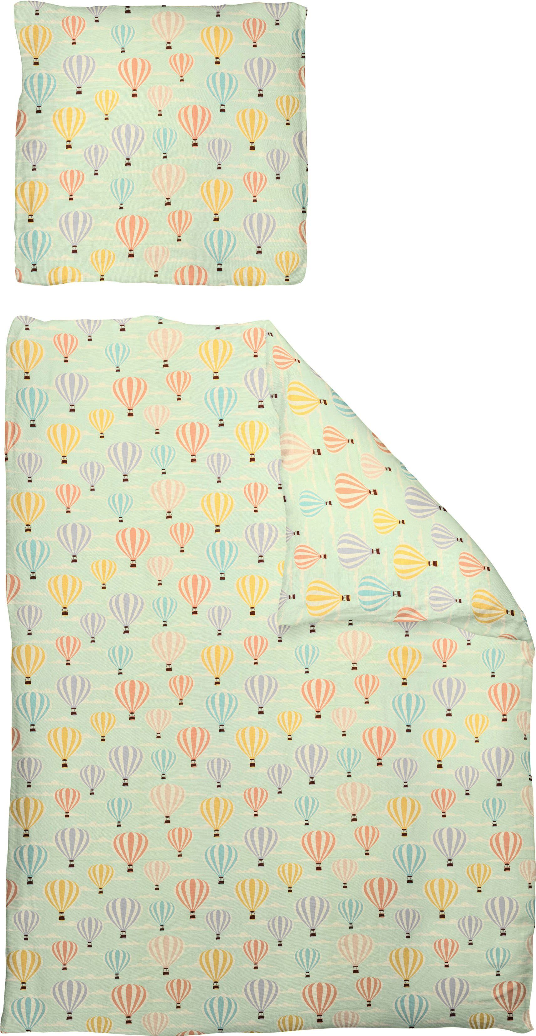 Adam Kinderbettwäsche Balloons, Buntgewebe, 2 teilig, aus zertifizierter Bio-Baumwolle