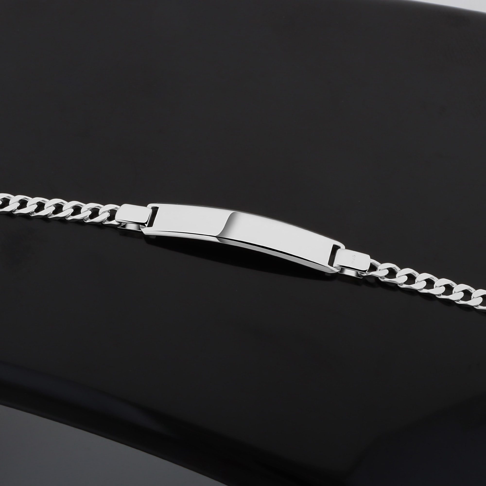 Tony Fein Silberarmband Gravurarmband 7 mm 925er Silber Massiv Diamantiert, Made in Italy für Damen und Herren