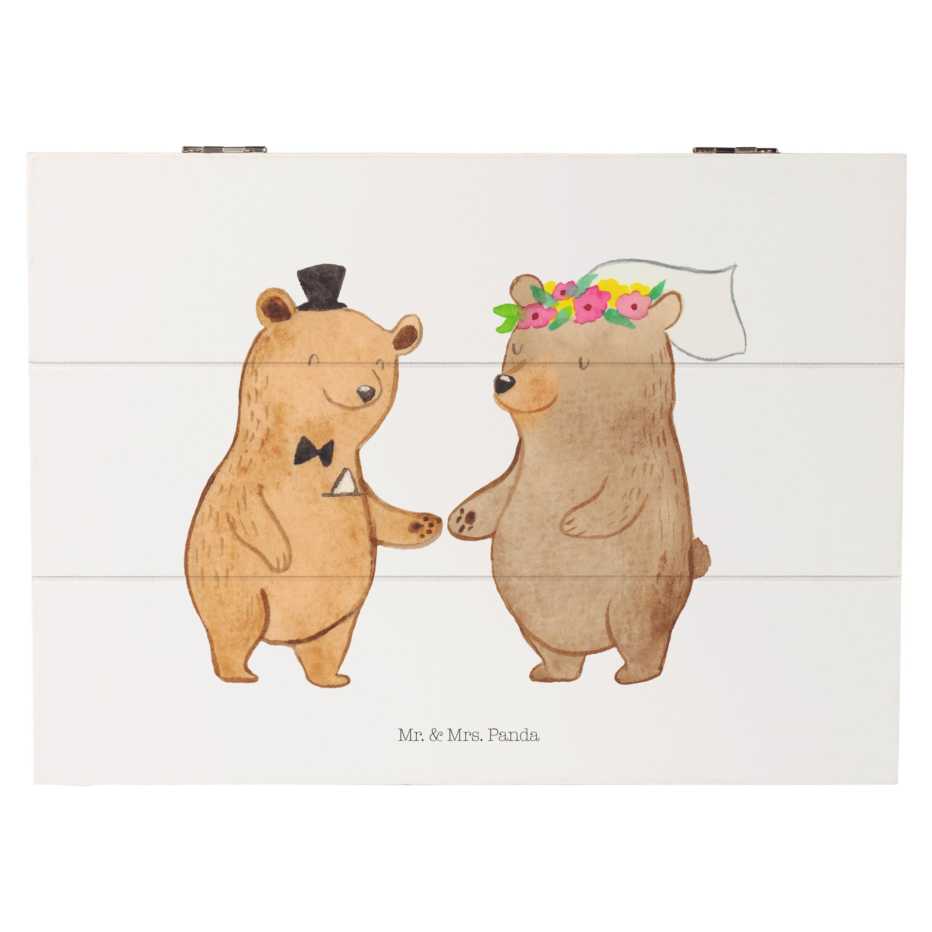 Mr. & Mrs. Panda Dekokiste Bären Heirat - Weiß - Geschenk, Schatzkiste, Brautpaar, Hochzeitsfeie (1 St)
