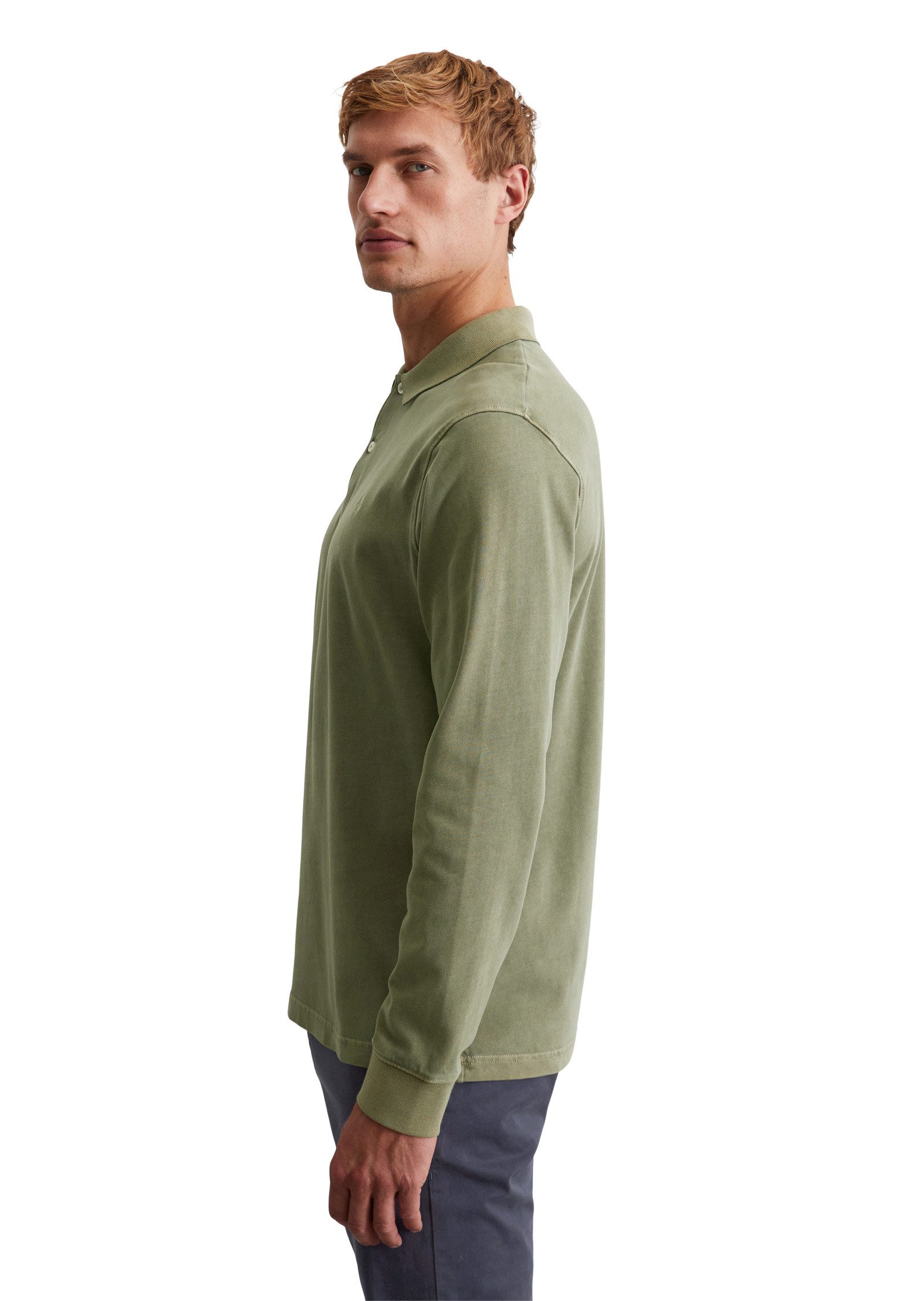 Marc O'Polo Langarm-Poloshirt aus reiner Bio-Baumwolle