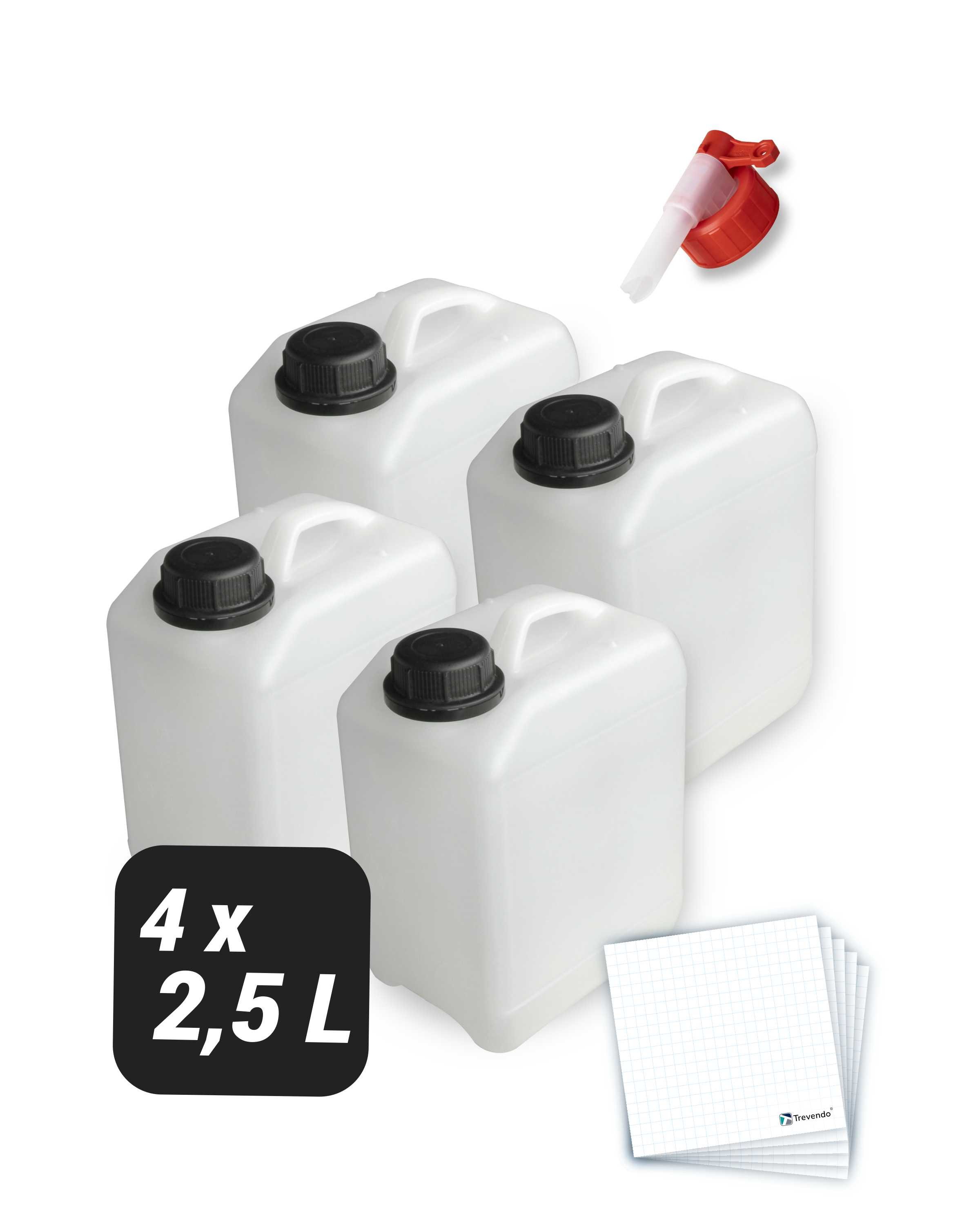 Trevendo Kanister 4er Set Kanister - lebensmittelecht - 2,5 Liter, Lebensmittelecht