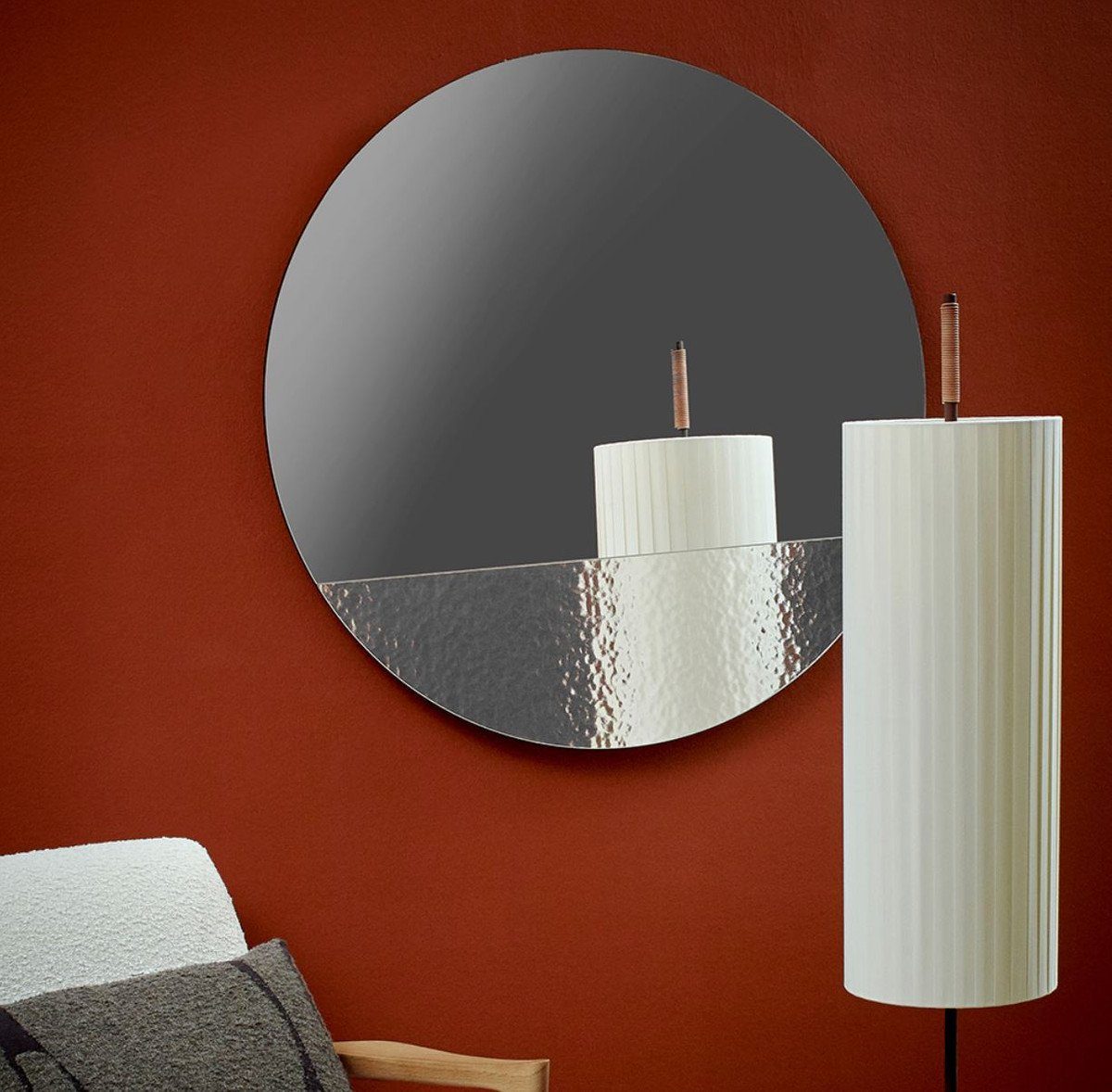 Casa - Luxus Qualität Ø Oberfläche Wohnzimmer - Garderoben Runder Padrino mit Luxus Spiegel Spiegel 96 Spiegel - Wandspiegel Wandspiegel - cm strukturierter