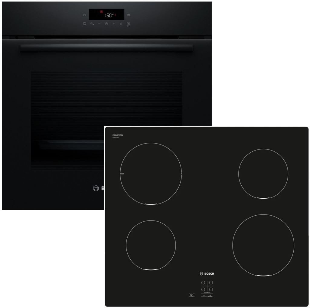 BOSCH Backofen-Set Pyrolyse 3D-Heißluft + Induktionskochfeld PowerBoost TouchSelect, mit Nein, Pyrolyse-Selbstreinigung Hydrolyse