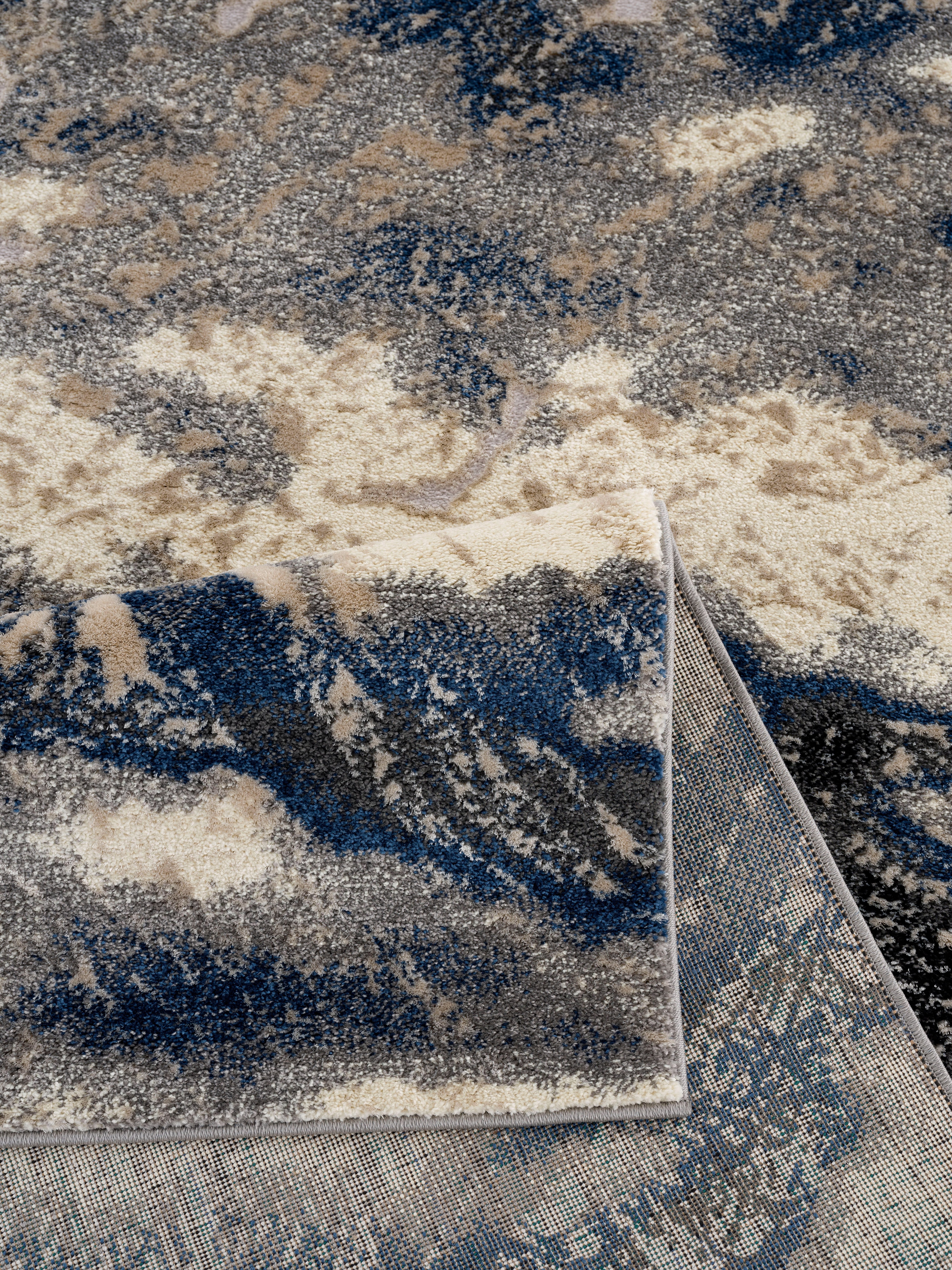 Teppich Dario, - mm, home, blau rechteckig, 12 my weich modernes Marmor-Design, Haptik, Höhe: angenehme Teppich, Wende