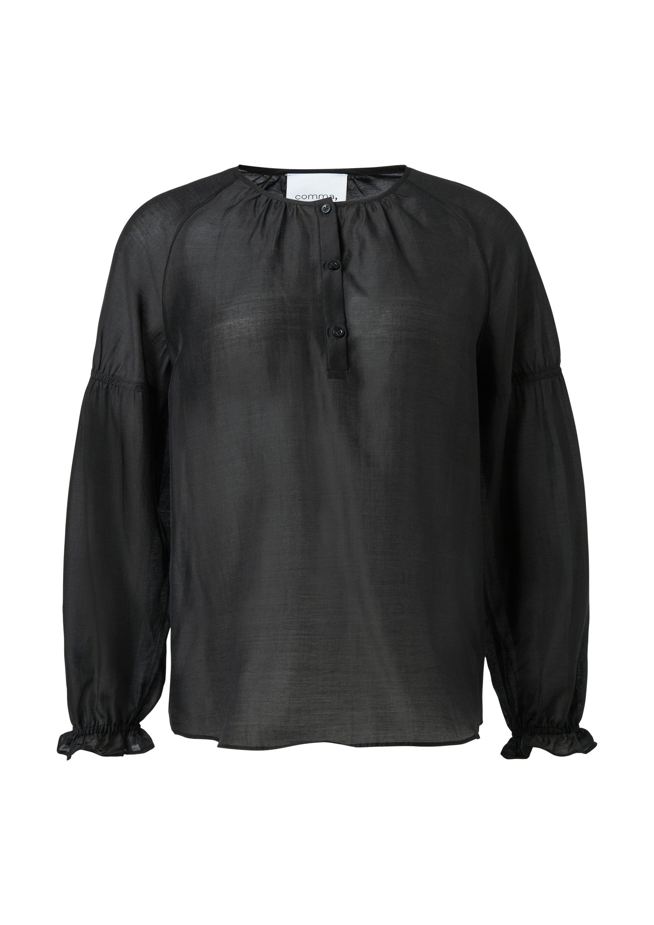 comma Langarmbluse Bluse Leicht transparente Raglan-Bluse mit Ärmel-Detail