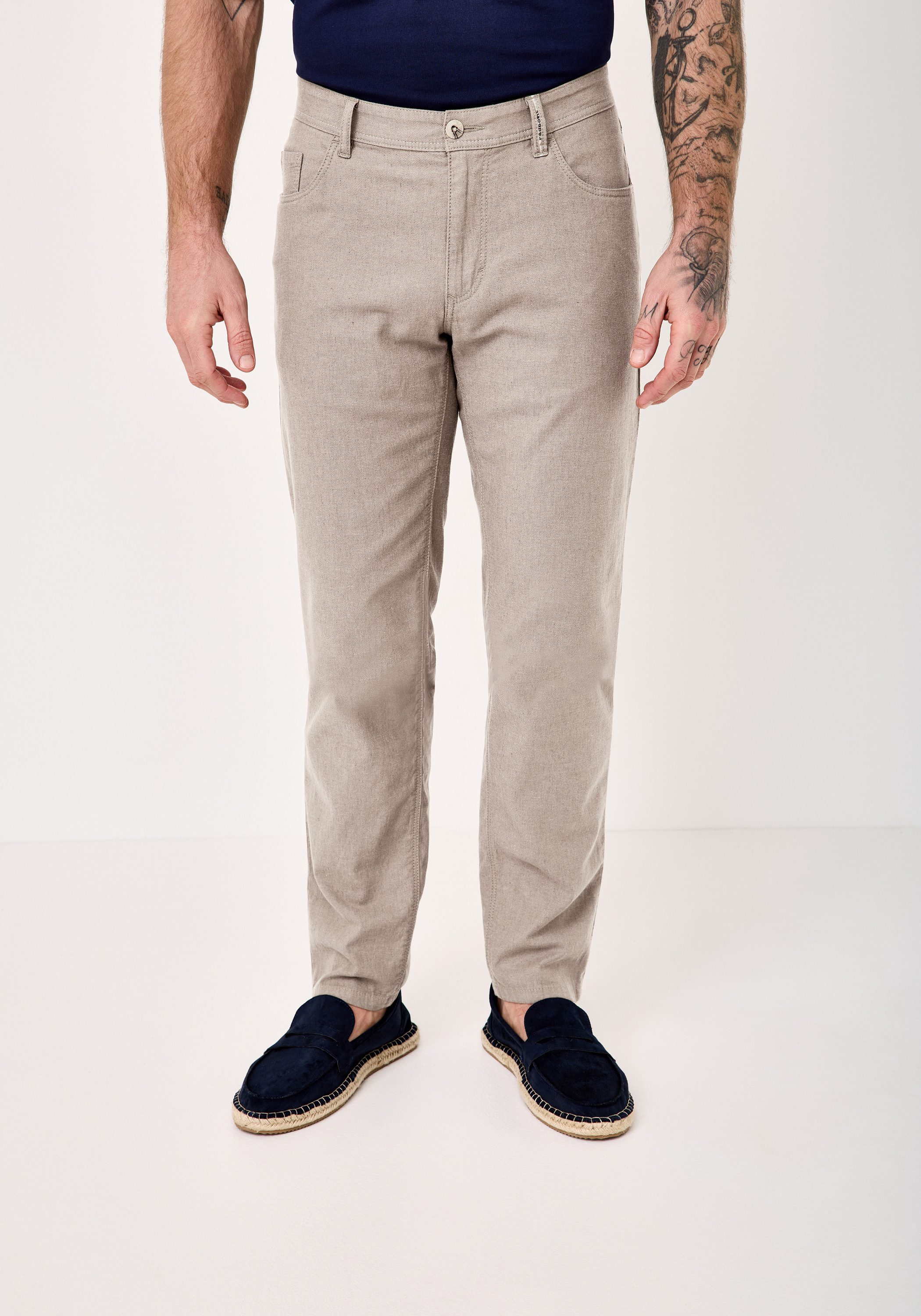 Redpoint Chinohose Milton Regular Fit Baumwolle-Leinen Hose mit Stretch