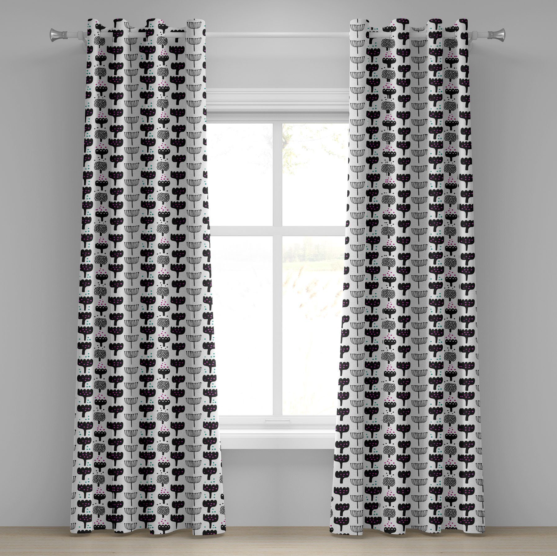 Gardine Dekorative 2-Panel-Fenstervorhänge für Schlafzimmer Wohnzimmer, Abakuhaus, nordisch Scandinavian Flowers