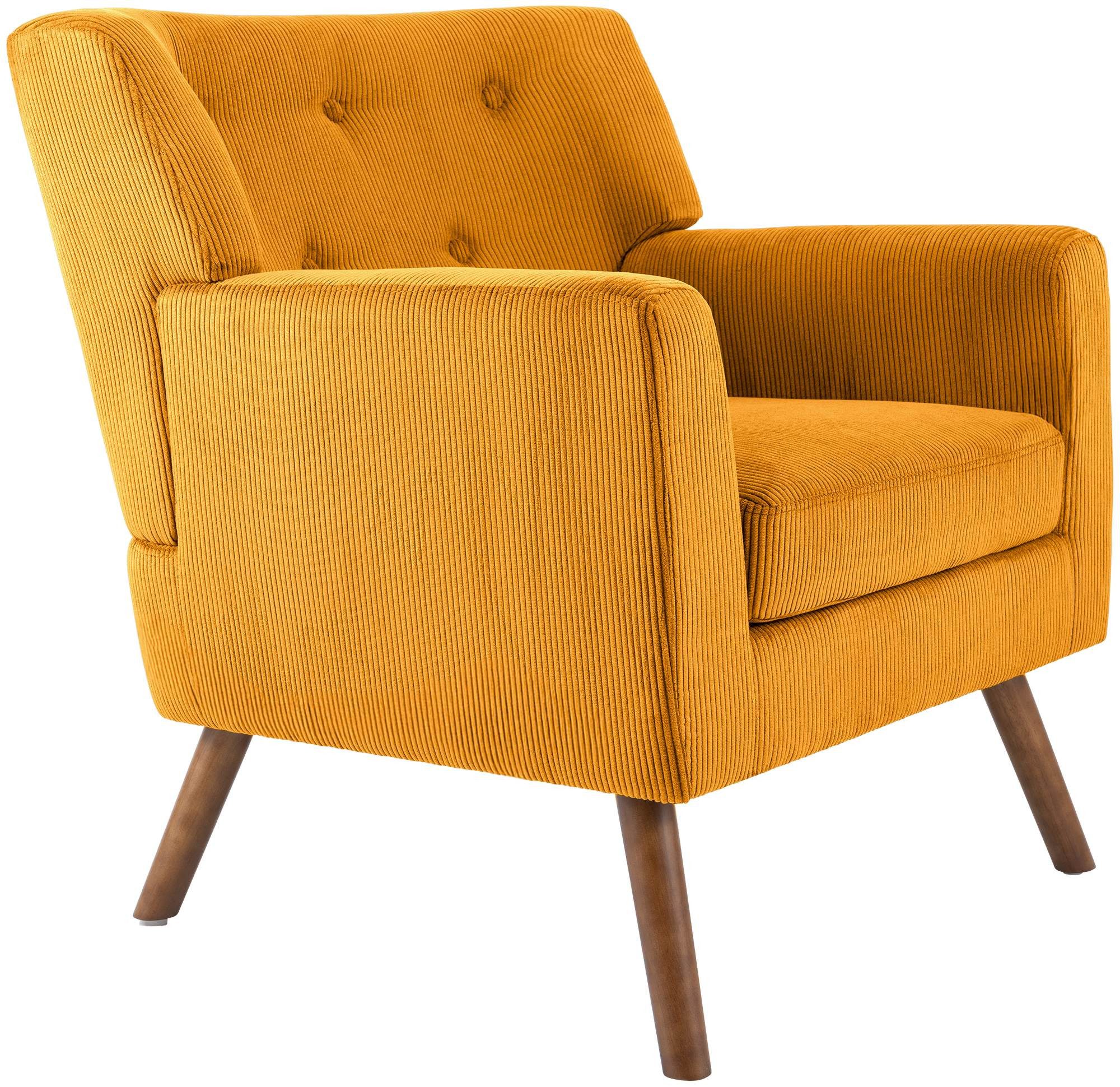 CLP Loungesessel Kioni (1er), Cordbezug, Kautschukholz, bis 150 kg belastbar